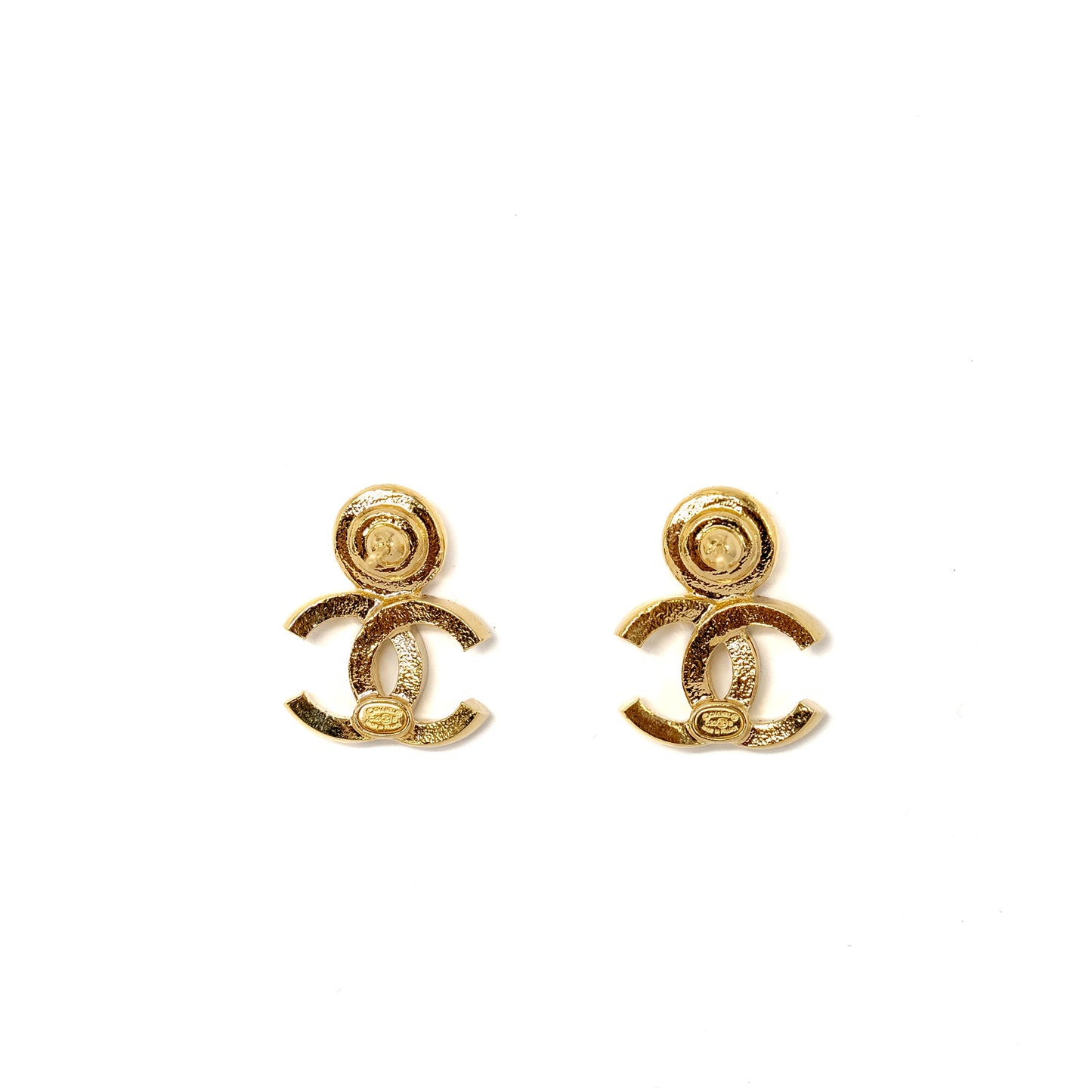 Chanel CC Logo Earrings Pink Crystal Gold Tone