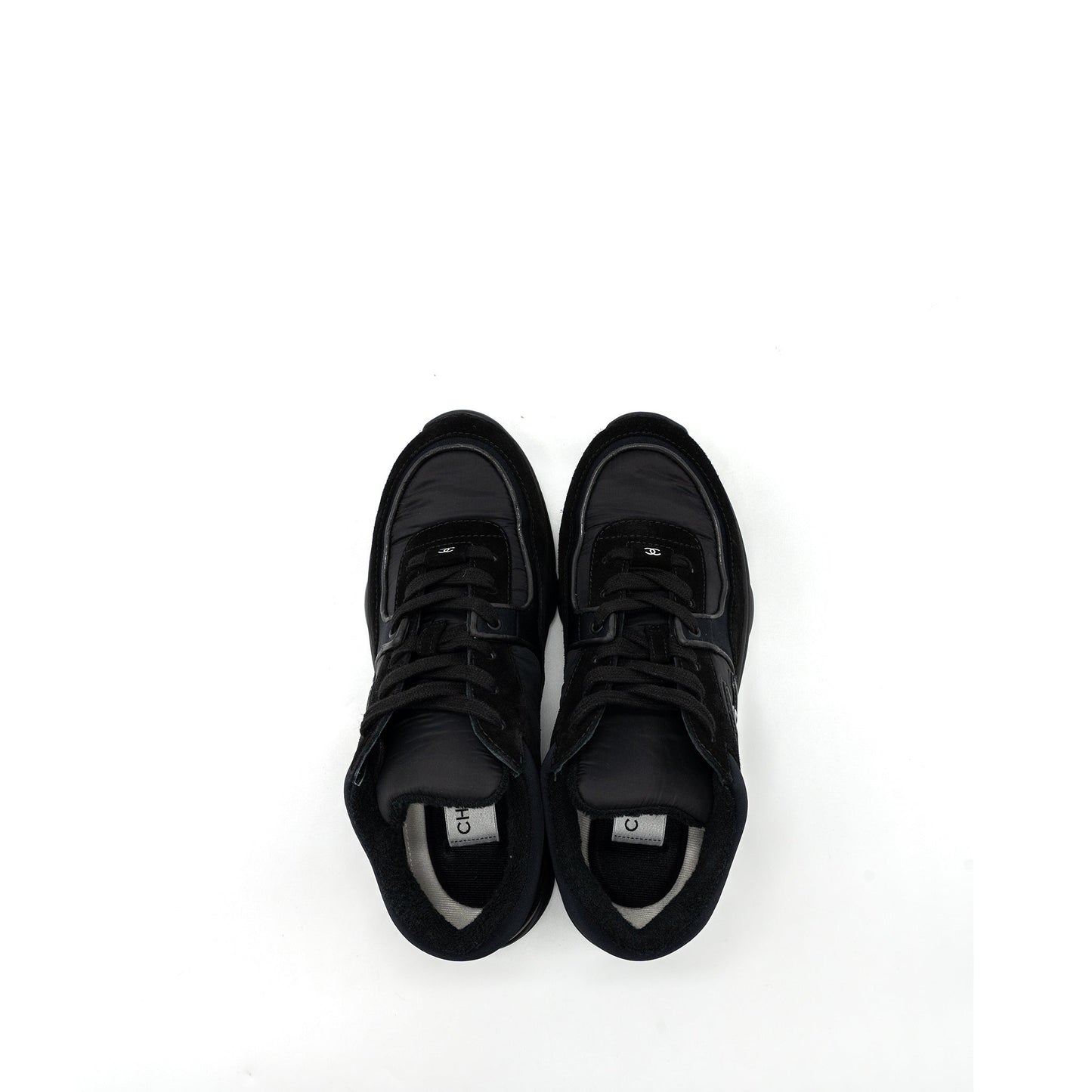 Chanel size 37.5 trainers/ sneakers nylon / suede leather black