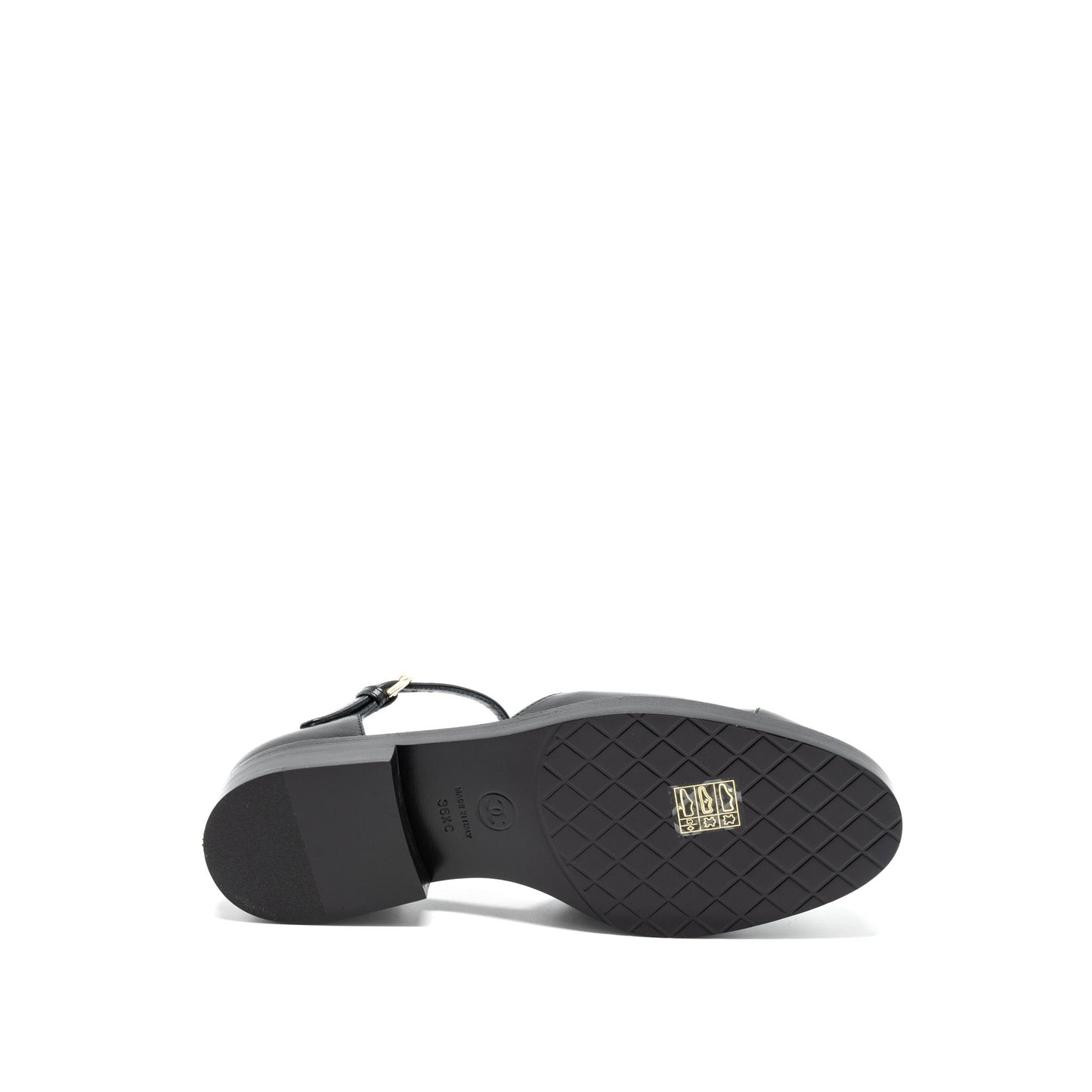 Chanel Size 36.5 Mary Janes Shoes Shiny Goatskin Black L