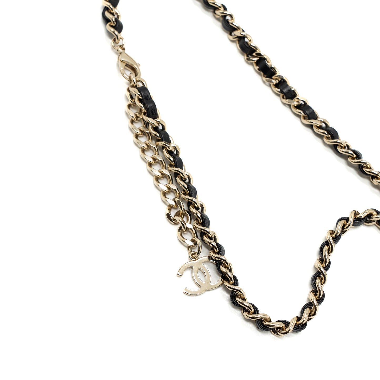 Chanel 21A Long Necklace Card Holder Leather Chain White L