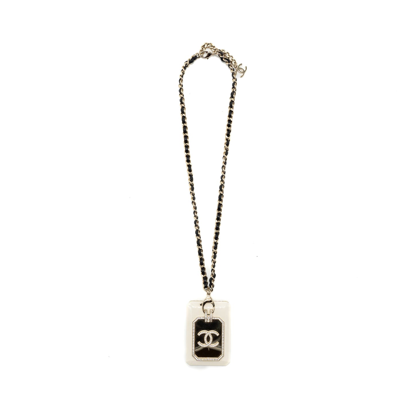Chanel 21A Long Necklace Card Holder Leather Chain White L