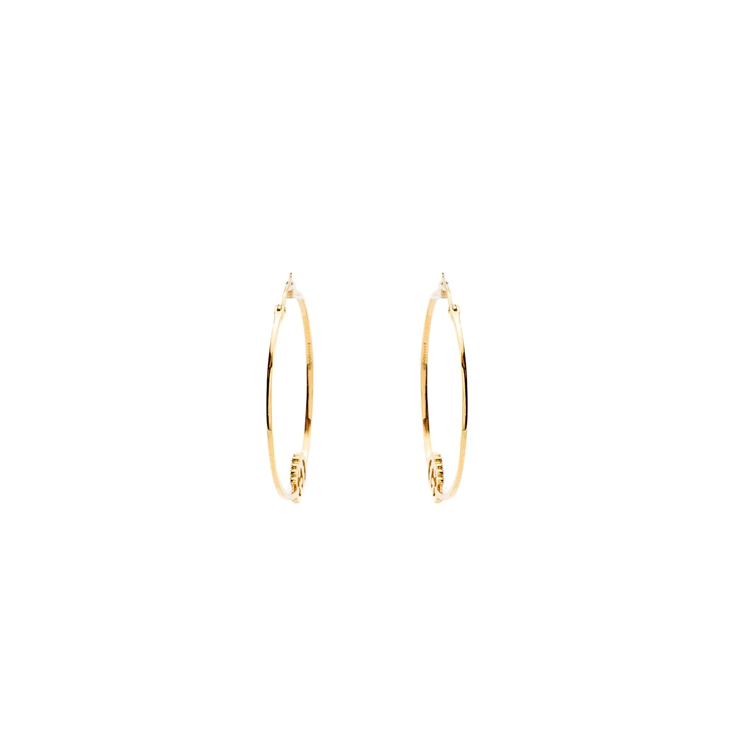 Gucci GG Logo Large Running Hoop Earrings 18K Yellow Gold/Diamonds