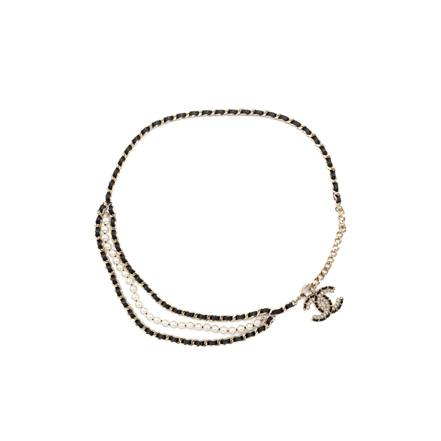 Chanel detailed CC logo chain belt black L