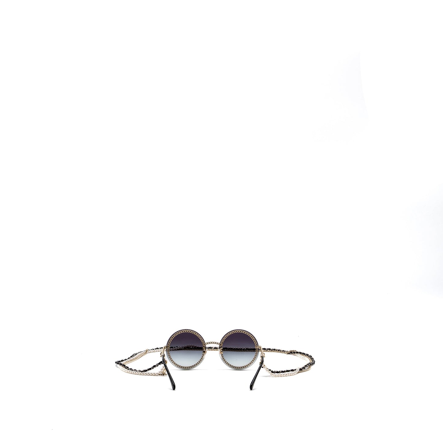 Chanel Round Sunglasses With Chain Dark Grey L