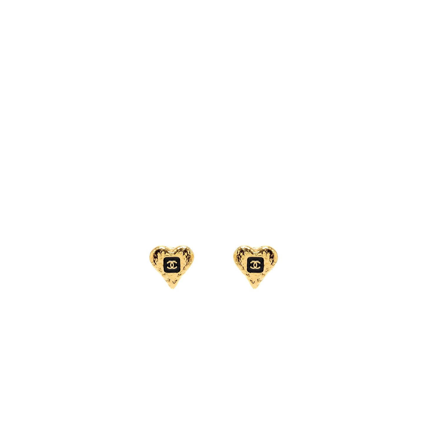 Chanel Heart Shape CC Logo Earrings gold tone