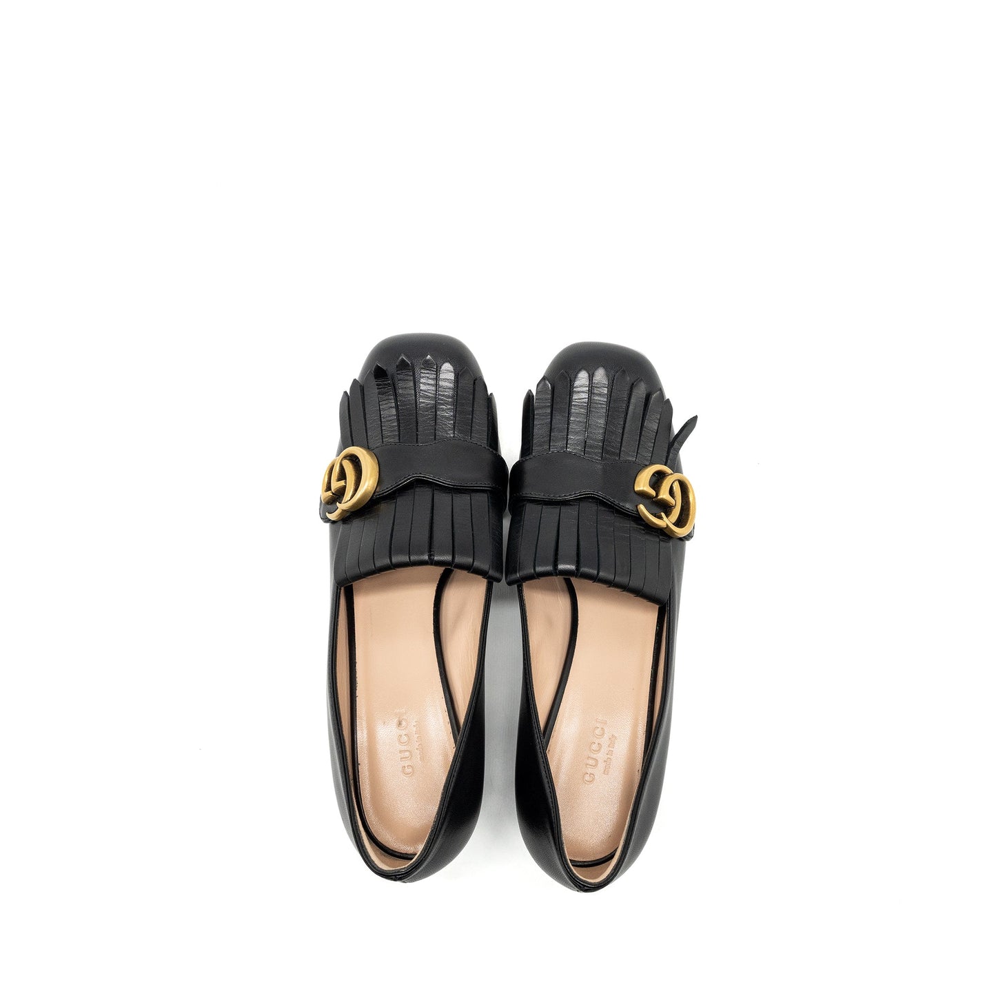 Gucci size 38 marmont loafer pumps calfskin black
