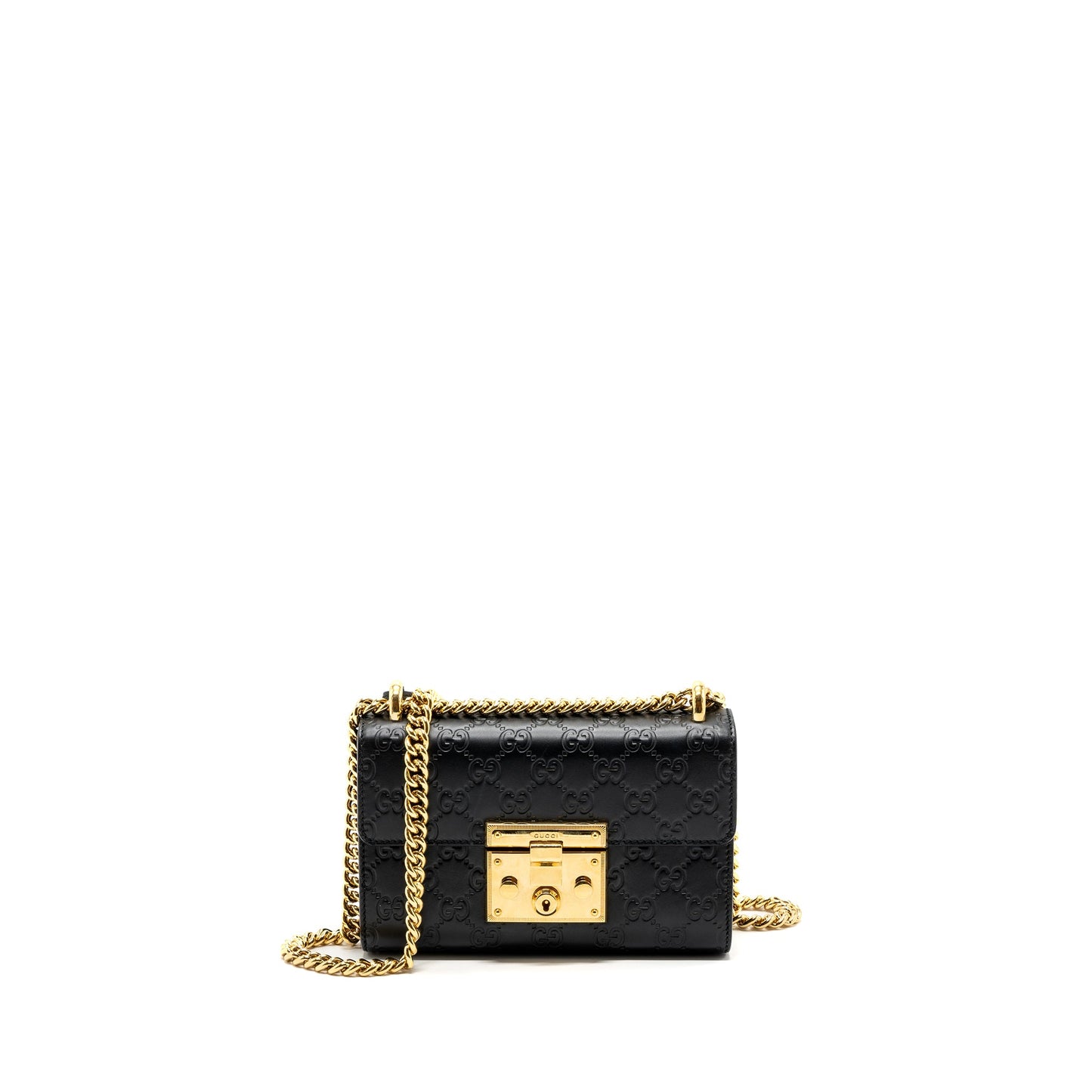 Gucci padlock chain bag calfskin black