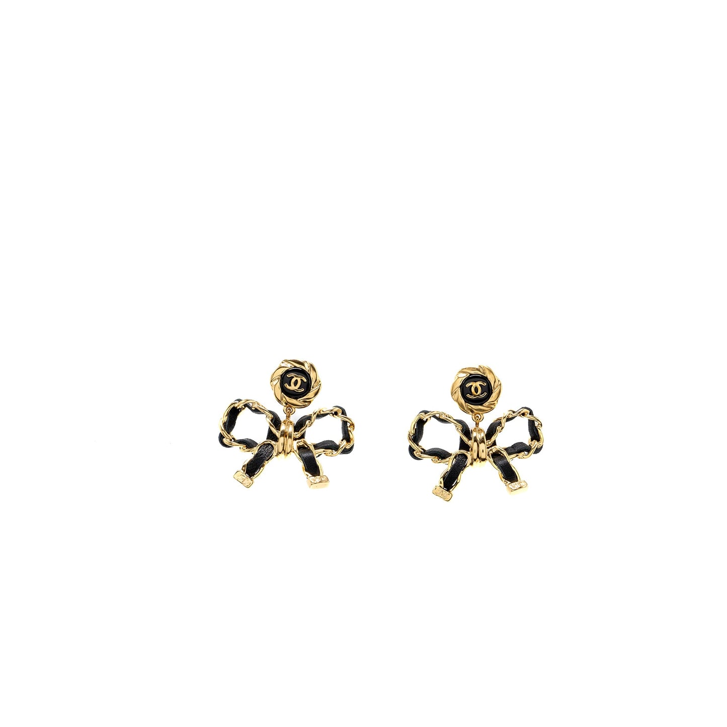 Chanel CC Logo Bow Drop Earrings Big Model L