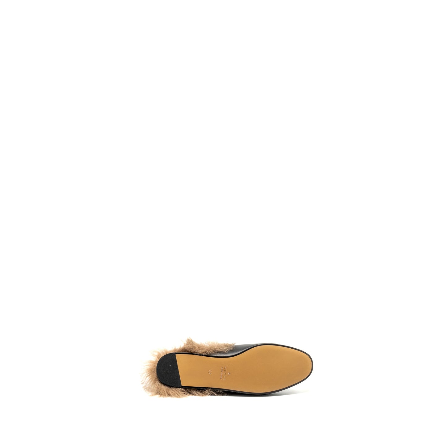Gucci Size 37 Horsebit Princetown Fur Slipper Leather Black