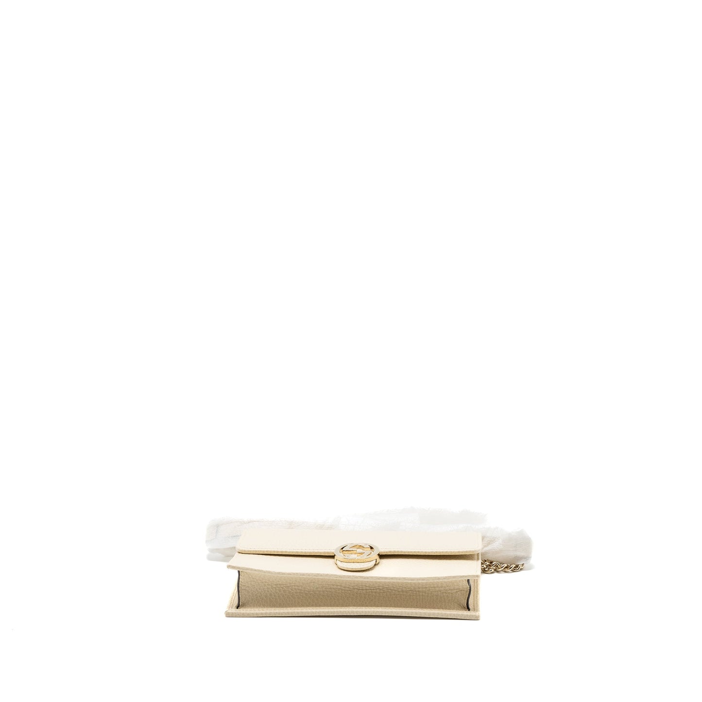 Gucci Interlocking G Crossbody Chain Bag Wallet leather White L