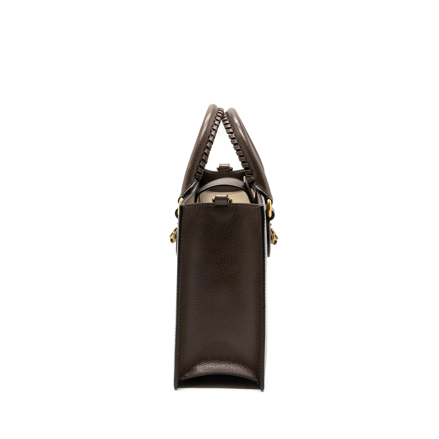 Gucci top handle tote bag calfskin dark brown