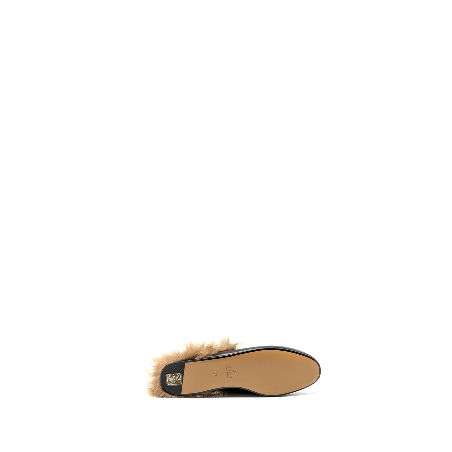 Gucci Size 37 Horsebit Princetown Fur Slipper Leather Black