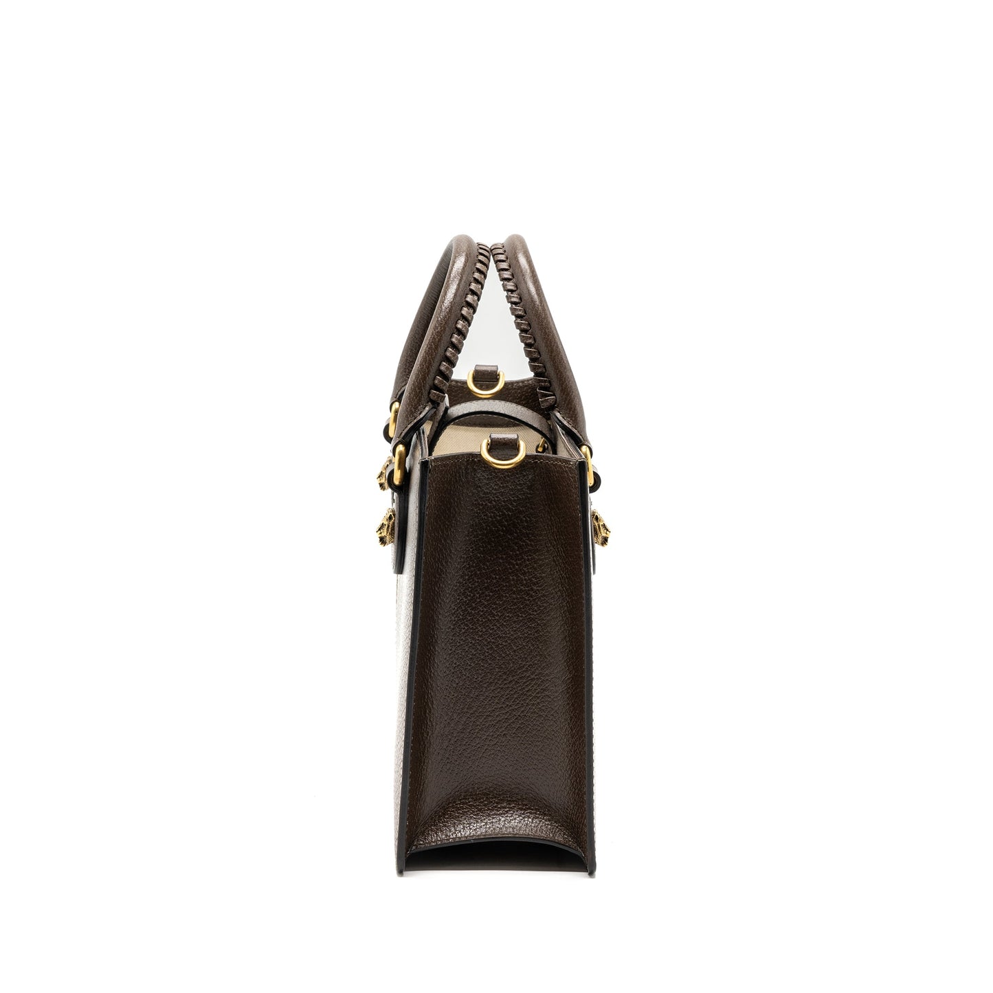 Gucci top handle tote bag calfskin dark brown