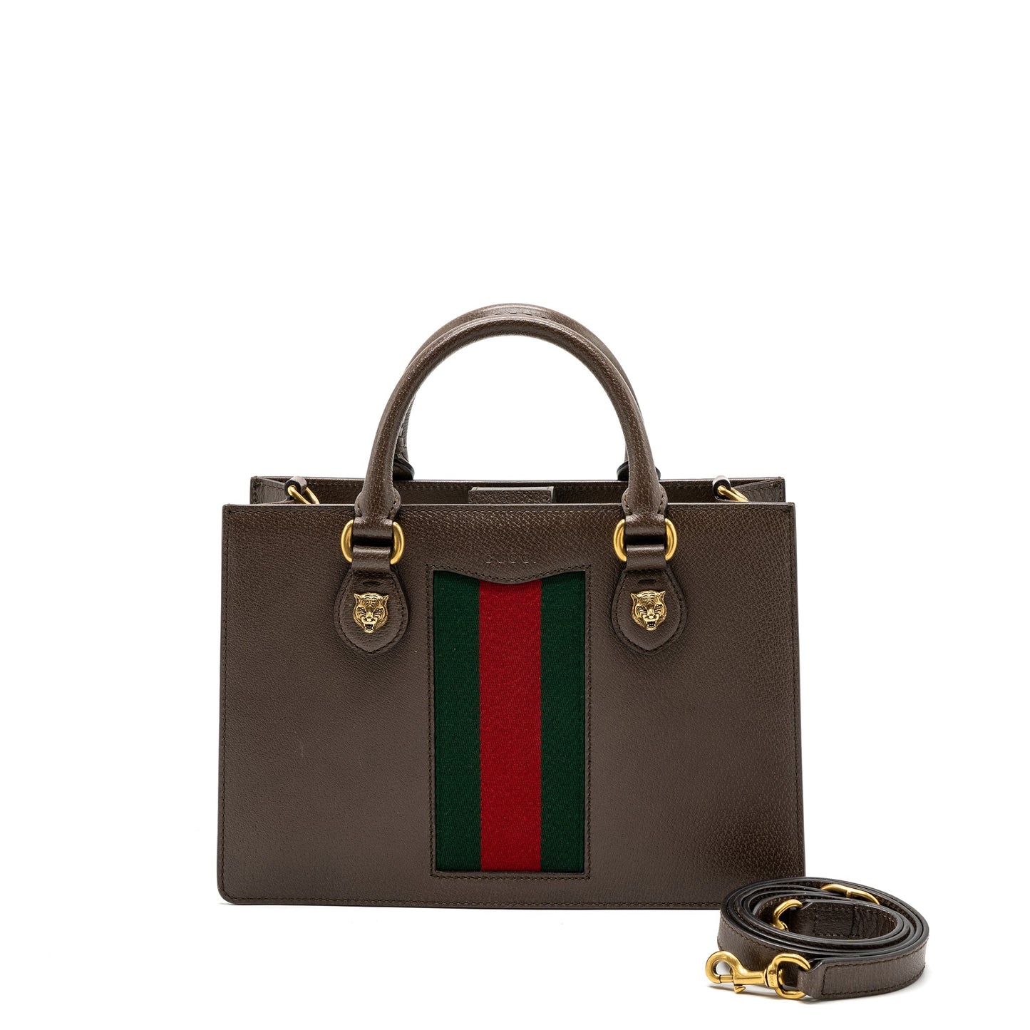 Gucci top handle tote bag calfskin dark brown