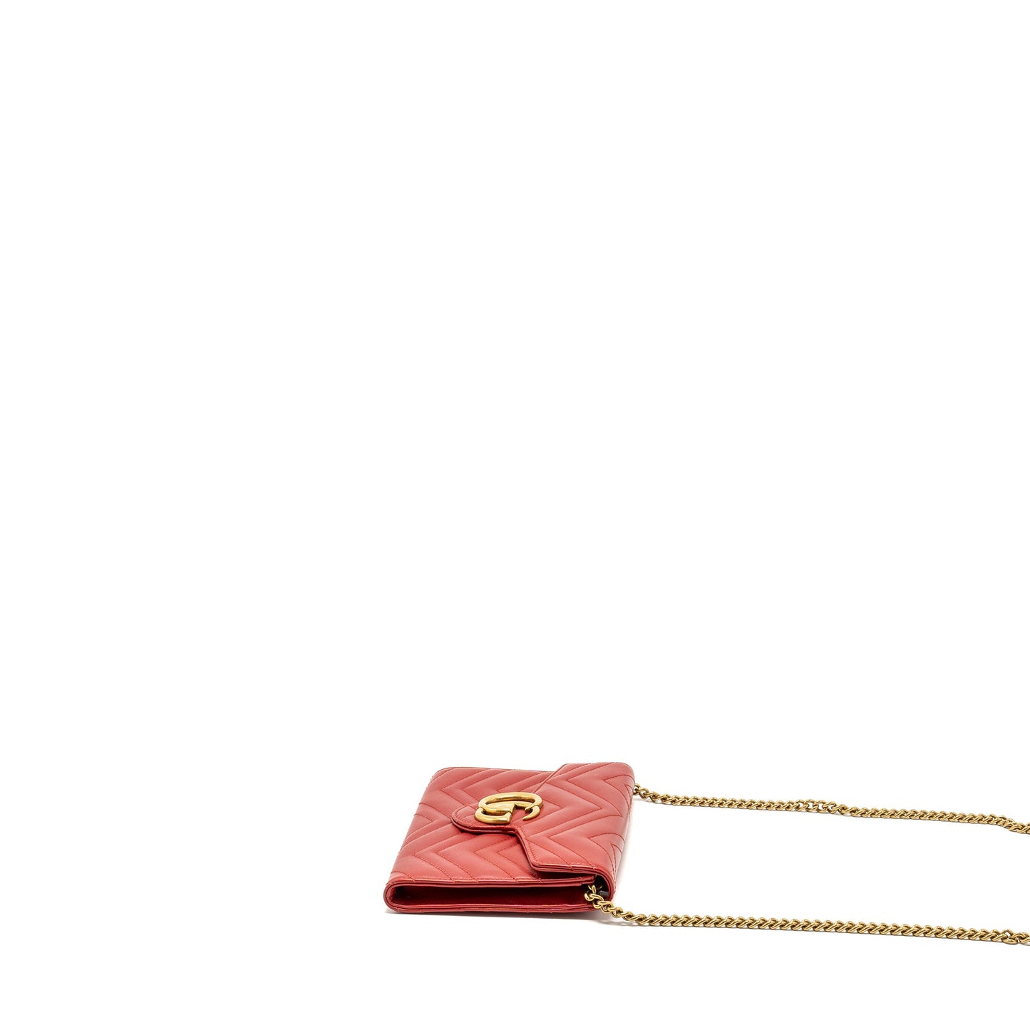 Gucci Marmont flap wallet with chain calfskin red