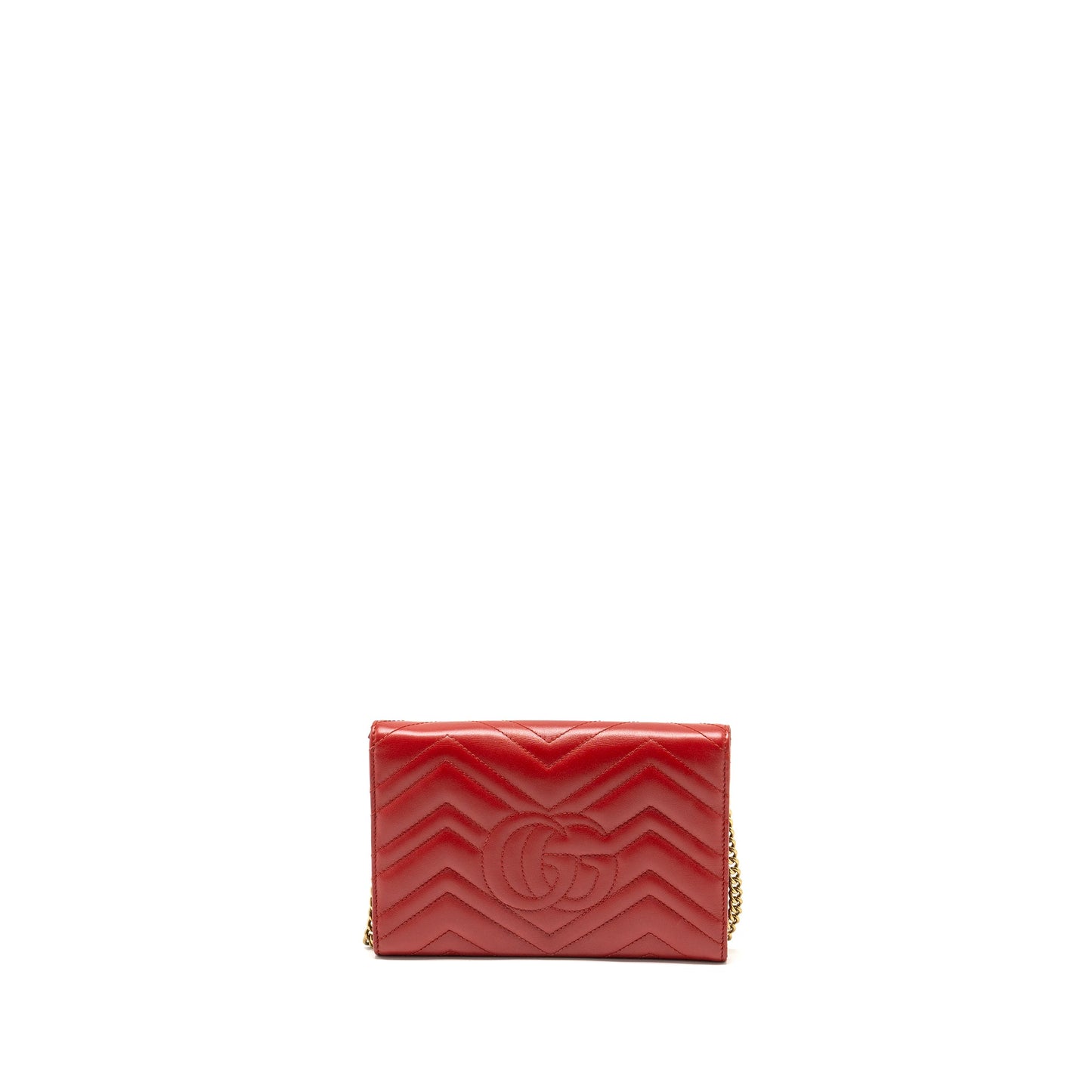 Gucci Marmont flap wallet with chain calfskin red