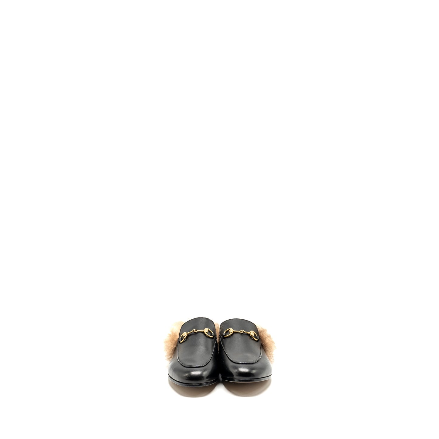 Gucci Size 37 Horsebit Princetown Fur Slipper Leather Black