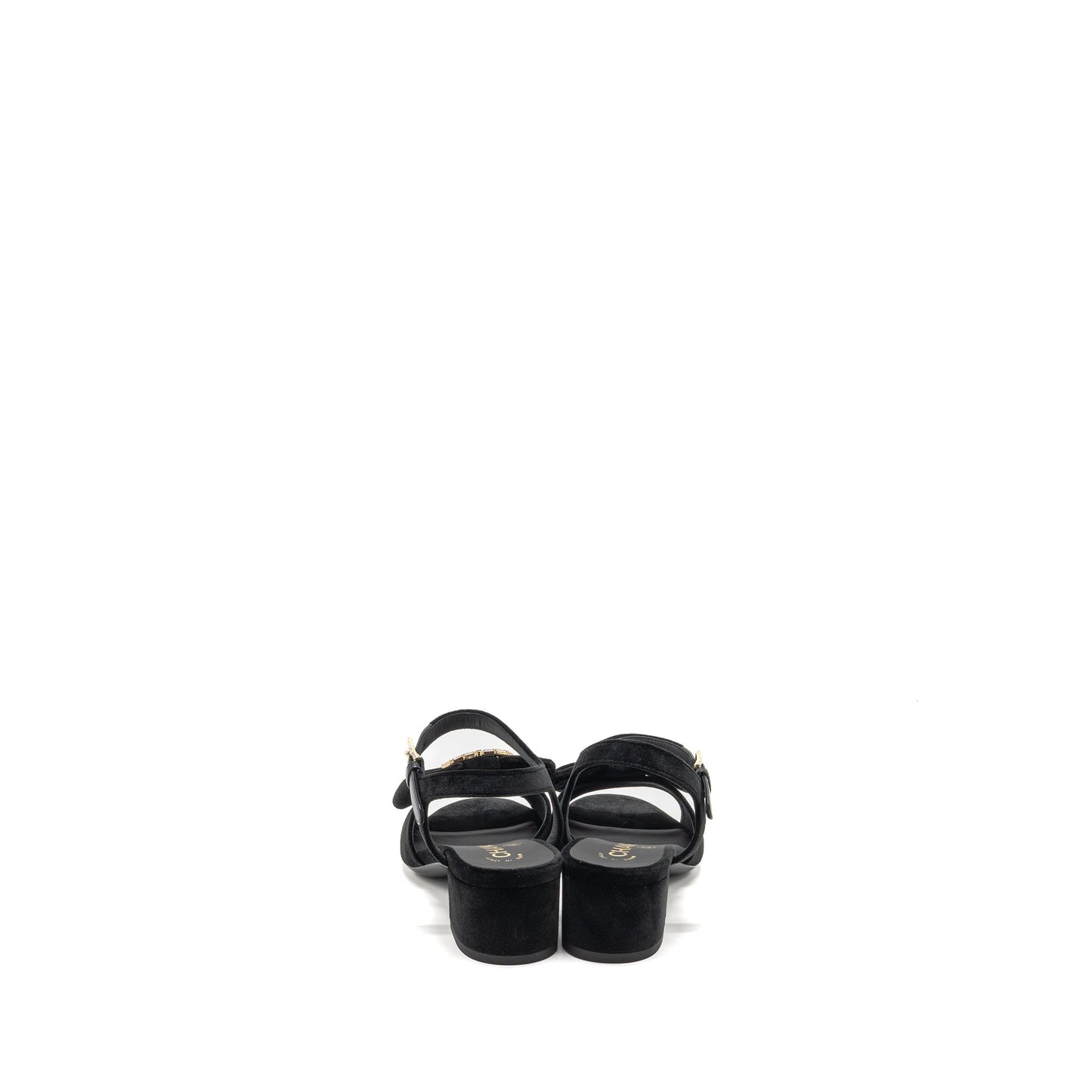 Chanel Size 36 24K Crystal CC Logo Sandals Velvet Black L