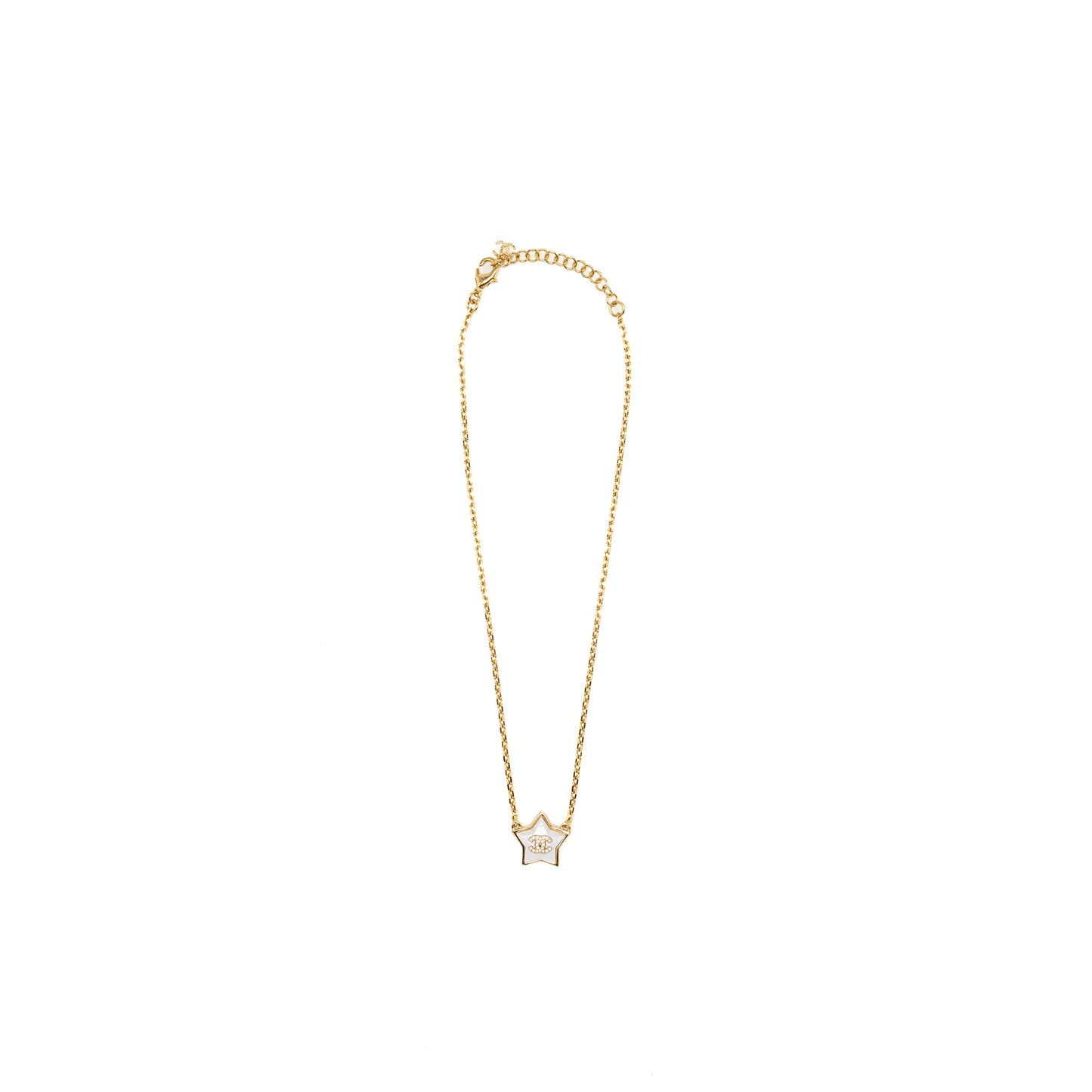 Chanel Star CC Logo Necklace Crystal/Gold Tone