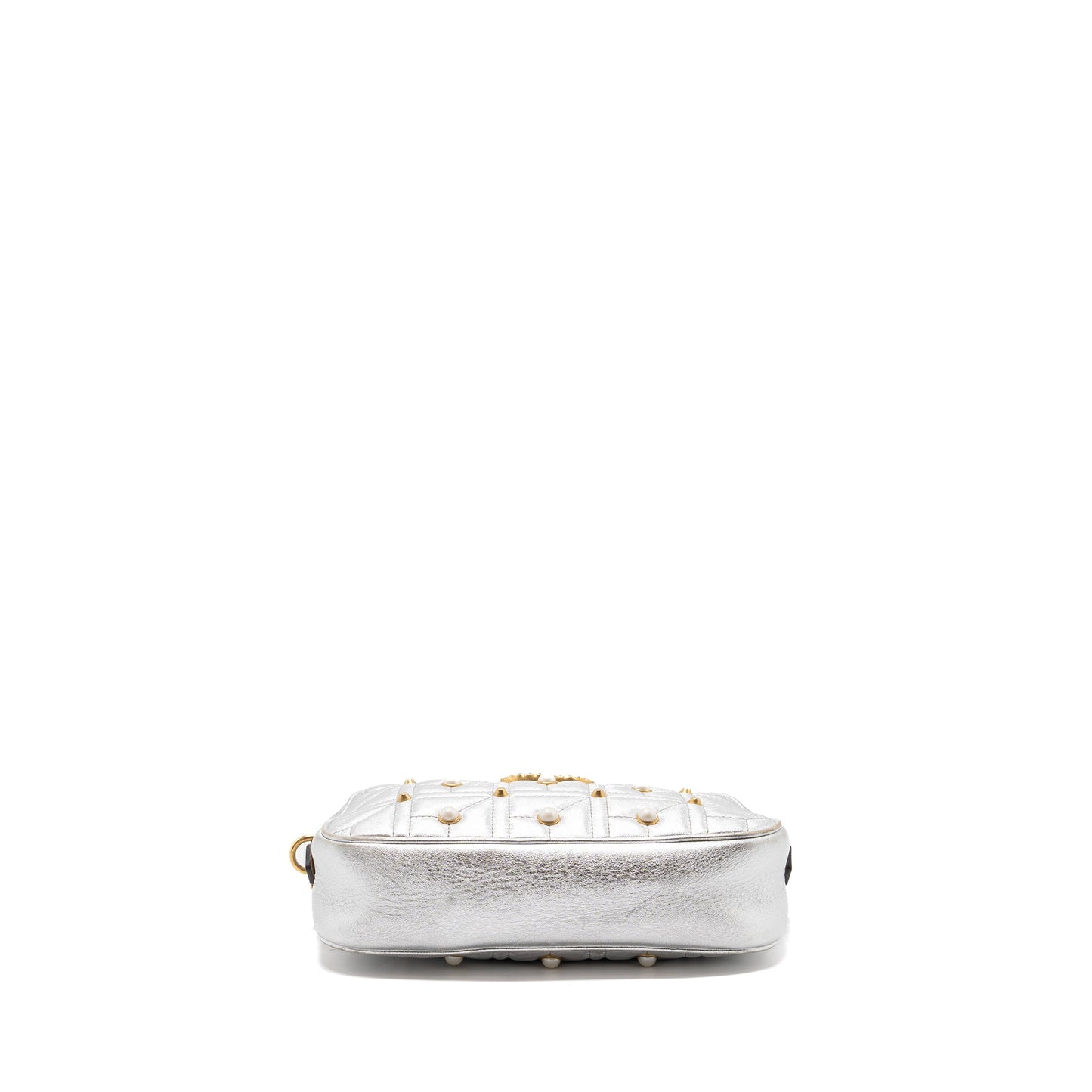 Gucci GG Marmont Camera Bag With Pearl Leather Silver