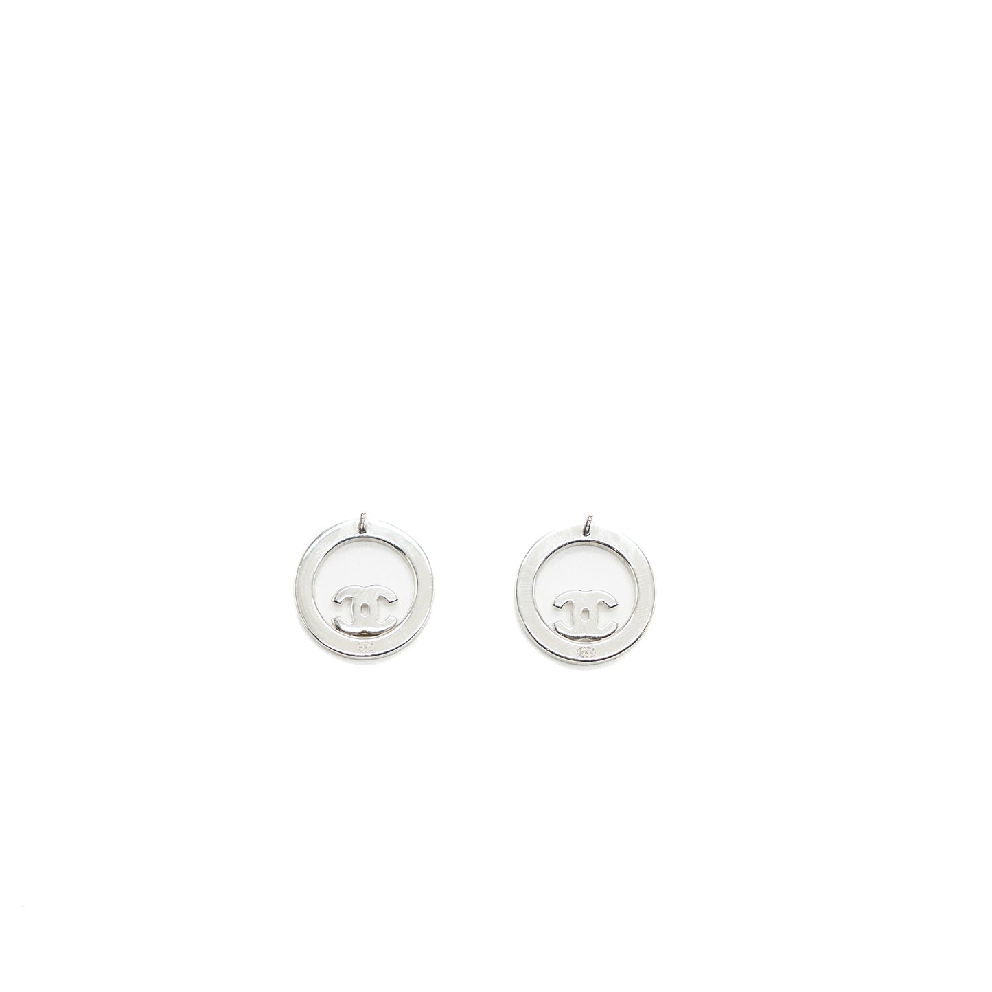 Chanel Round CC Logo Earrings Crystal