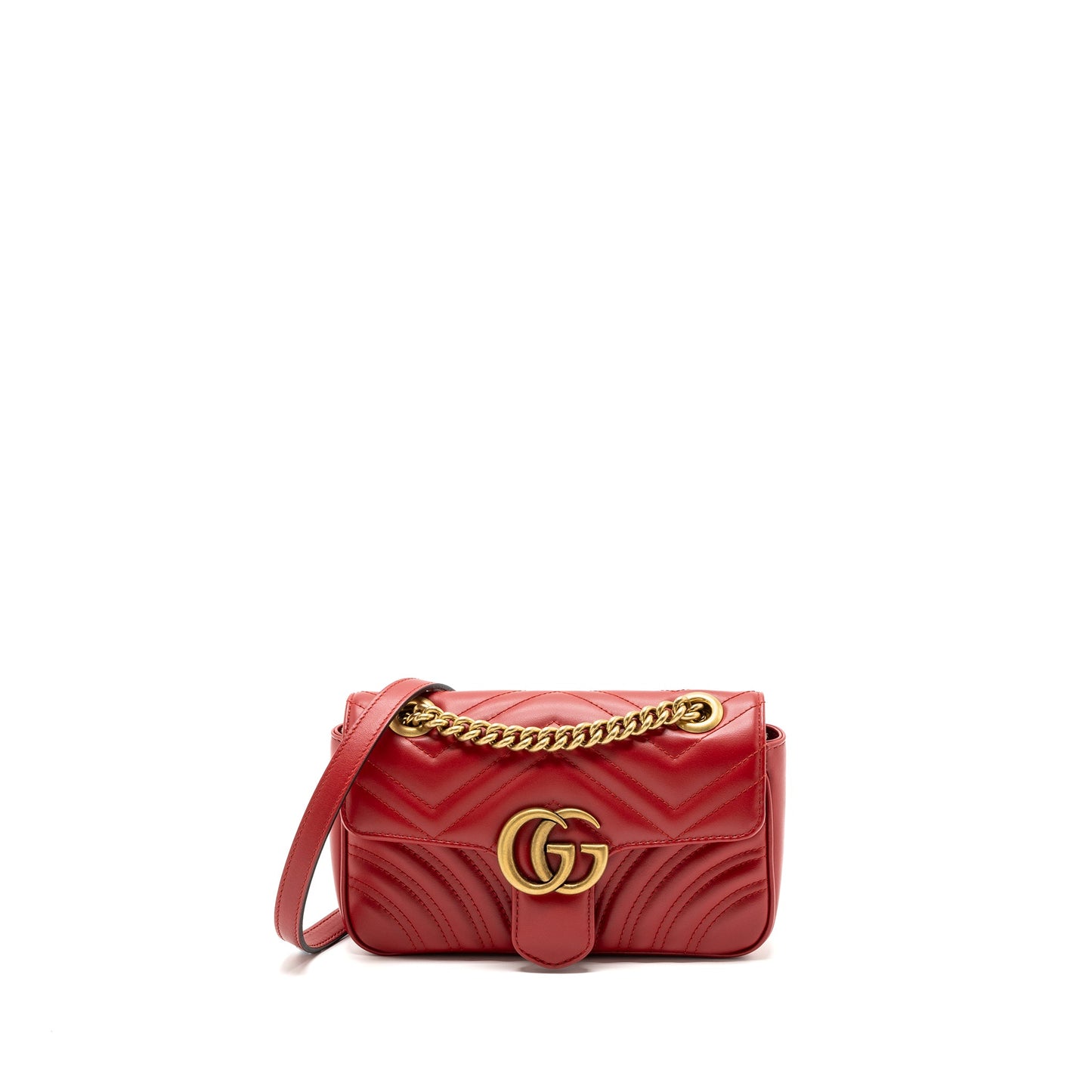 Gucci Mini GG Marmont matelasse calfskin red