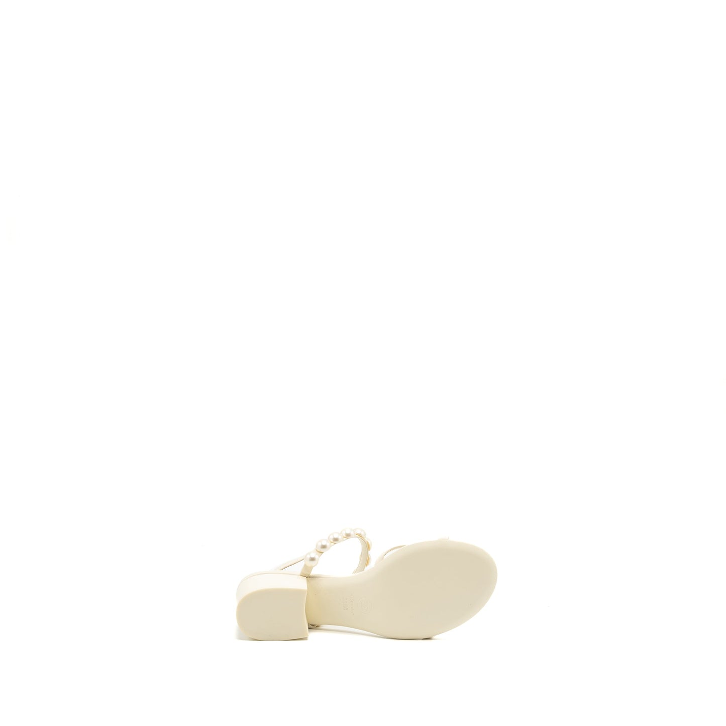 Chanel Size 38.5 Pearl Sandal Leather White