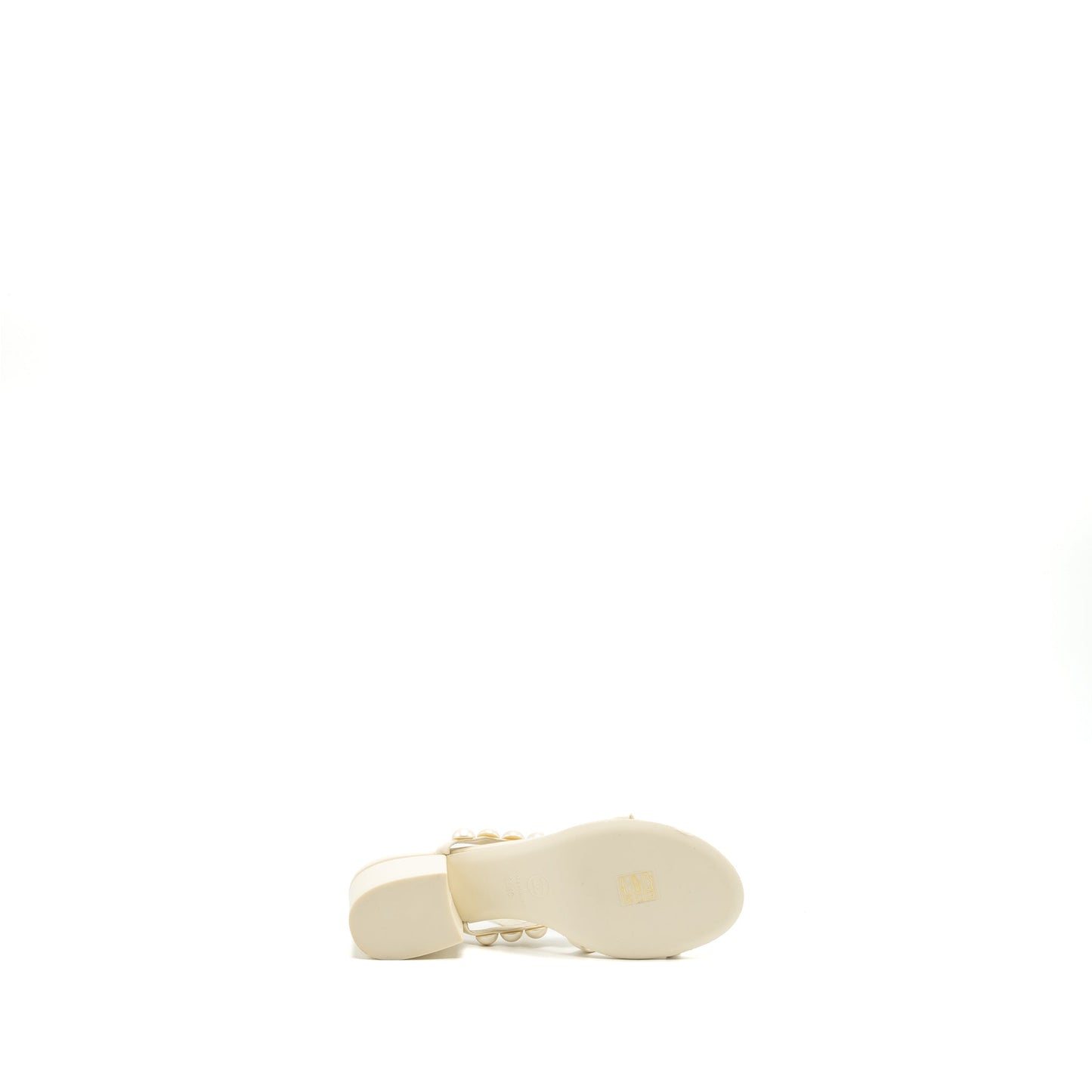 Chanel Size 38.5 Pearl Sandal Leather White