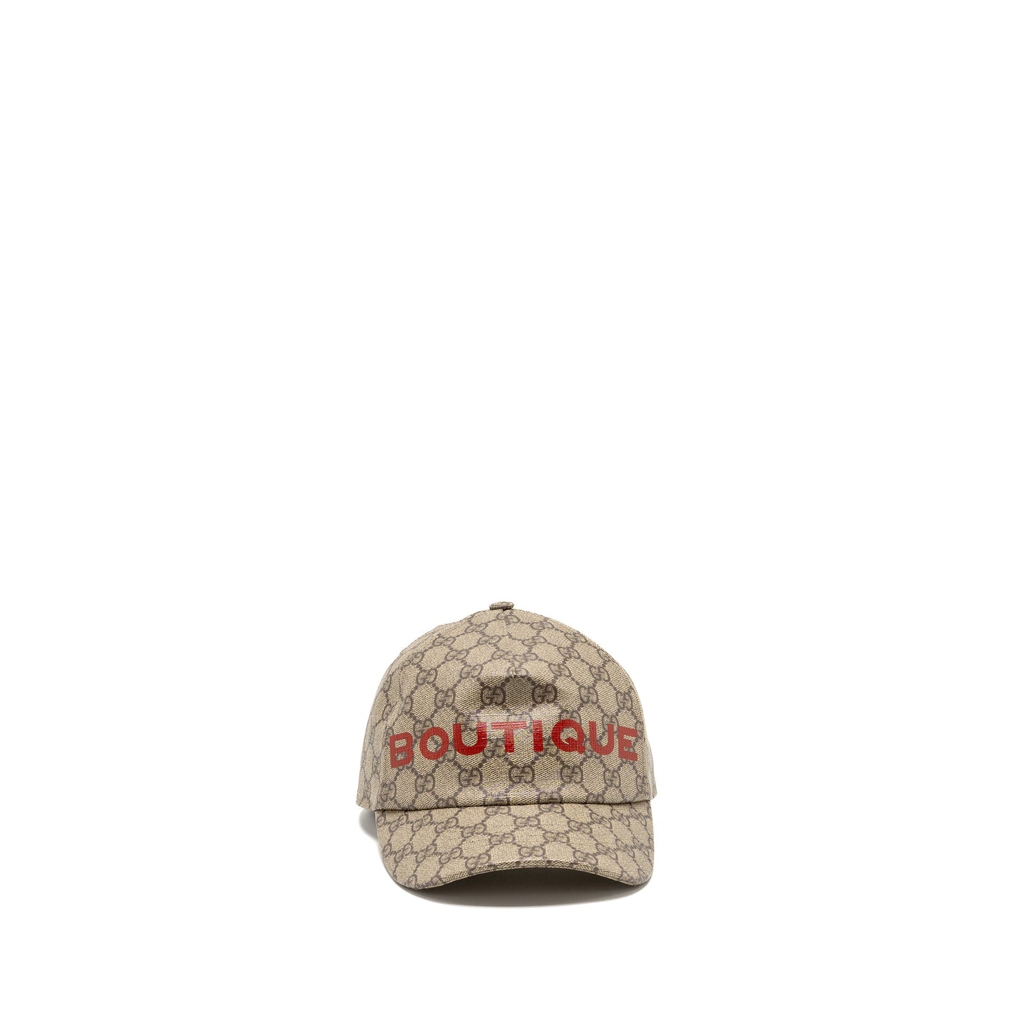 Gucci Size M Boutique Baseball Hat GG Monogram Canvas Beige/Red