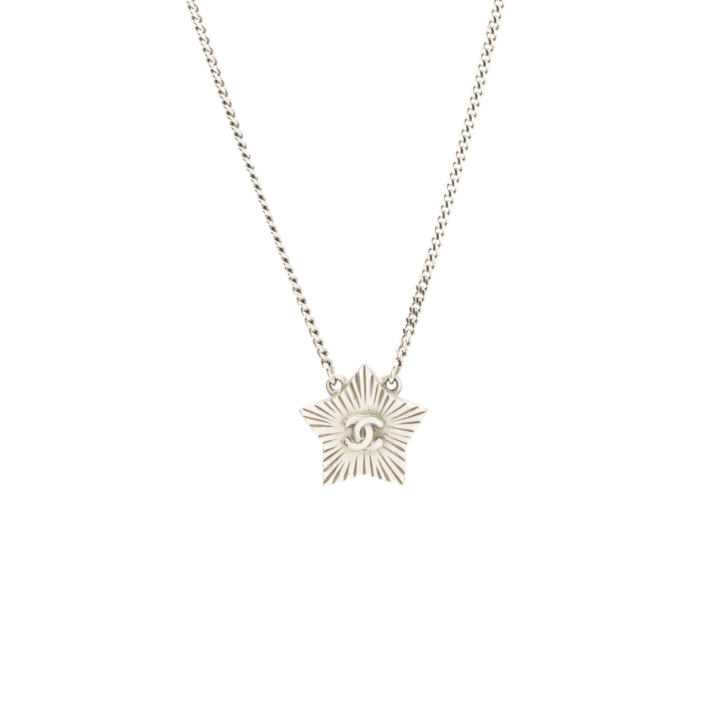 Chanel Star Necklace With CC Logo Grey With Ruthenium Hardware
