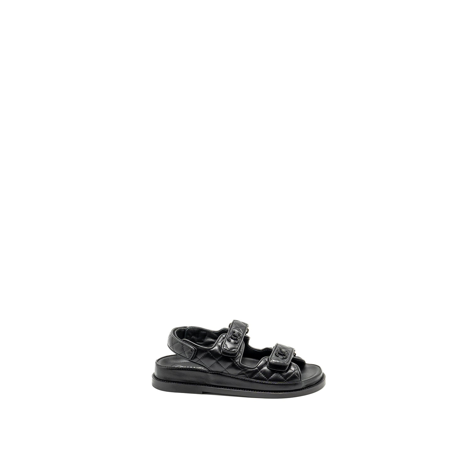 Chanel Size 36 Dad Sandals Lambskin So Black