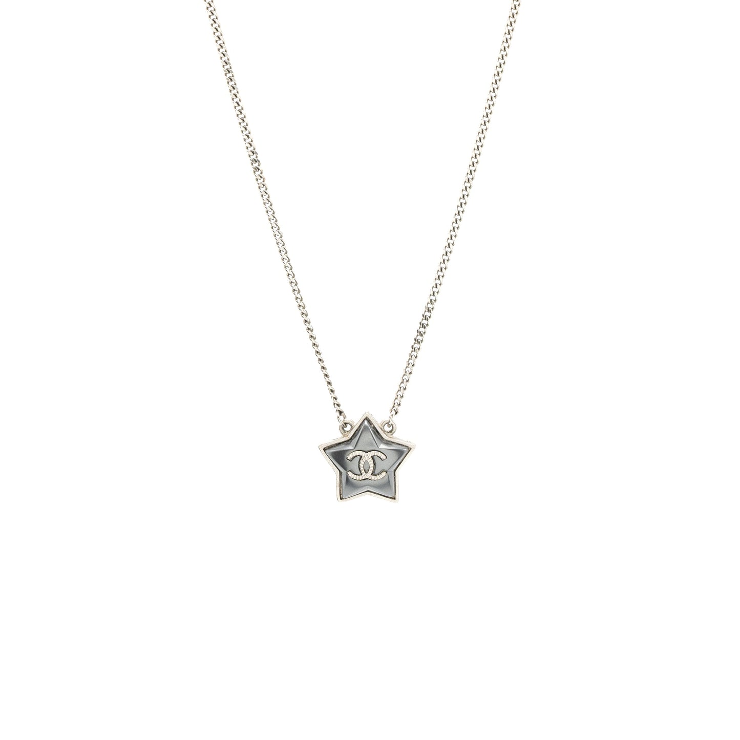 Chanel Star Necklace With CC Logo Grey With Ruthenium Hardware