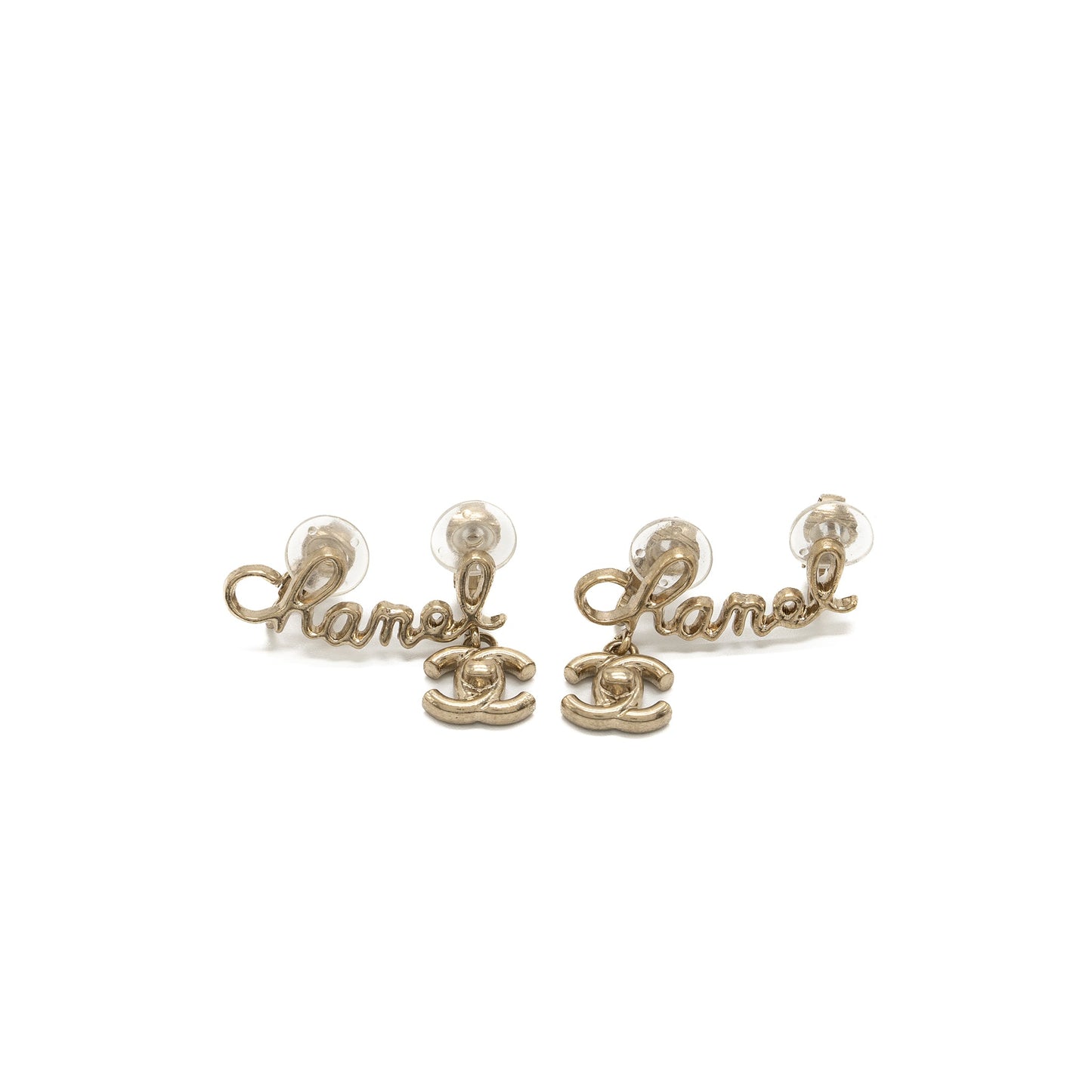 Chanel Coco/Chanel Letter Earring Clips Light Gold Tone