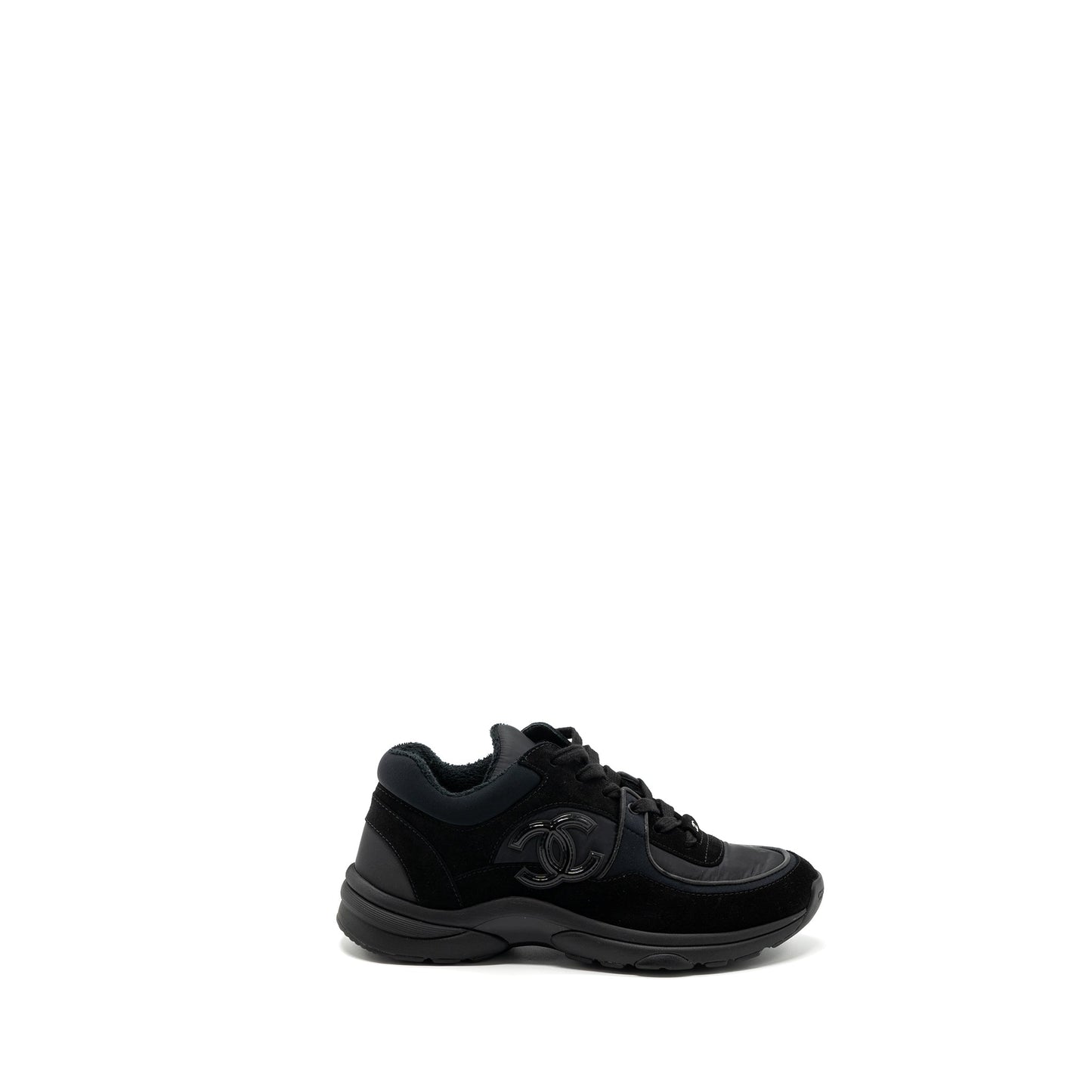 Chanel size 37.5 trainers/ sneakers nylon / suede leather black