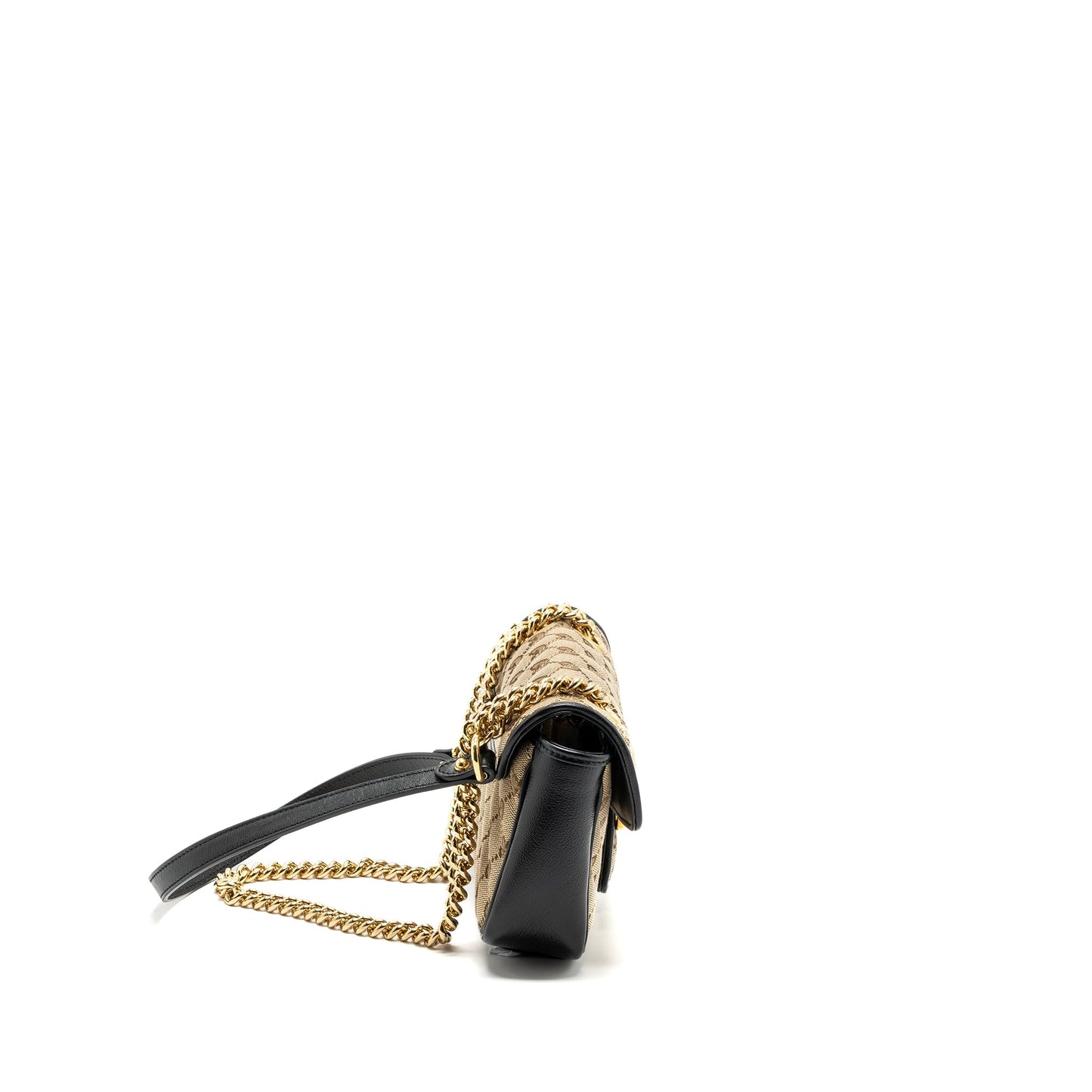 Gucci mini GG marmont bag GG canvas / leather beige/ black