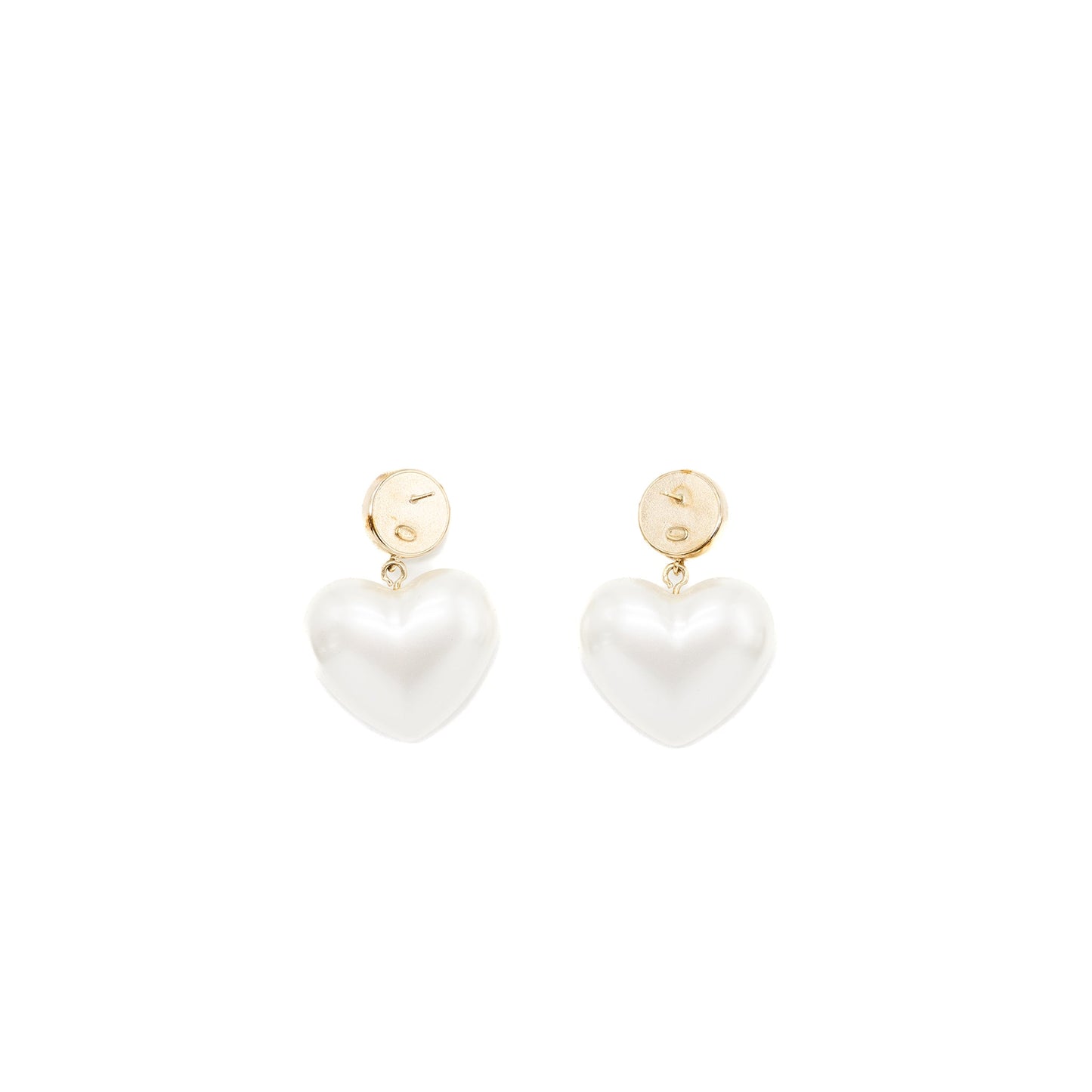 Chanel Heart Pearl Crystal CC Logo Earrings L
