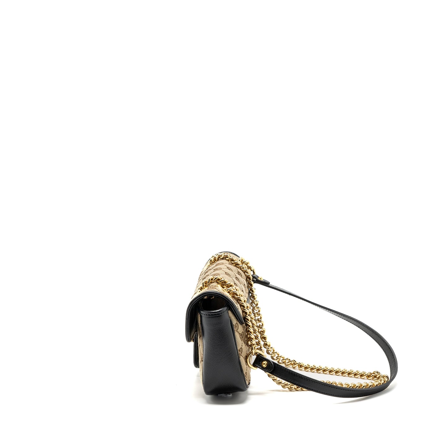 Gucci mini GG marmont bag GG canvas / leather beige/ black
