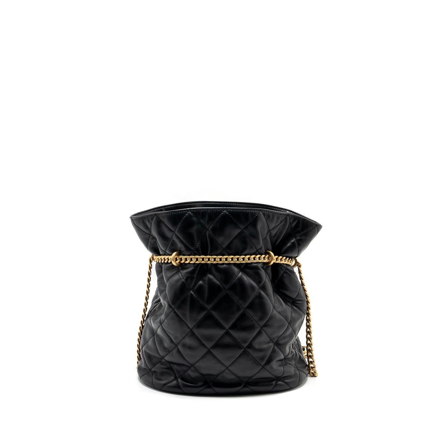 Chanel 22p Drawstring Bucket Bag Lambskin Black (Microchip)