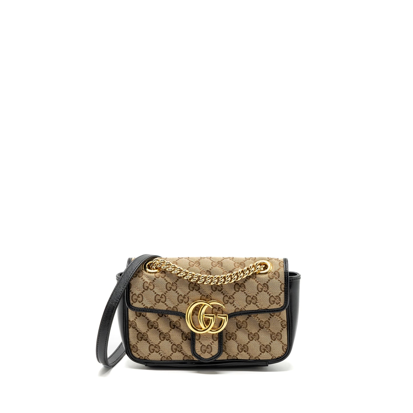 Gucci mini GG marmont bag GG canvas / leather beige/ black