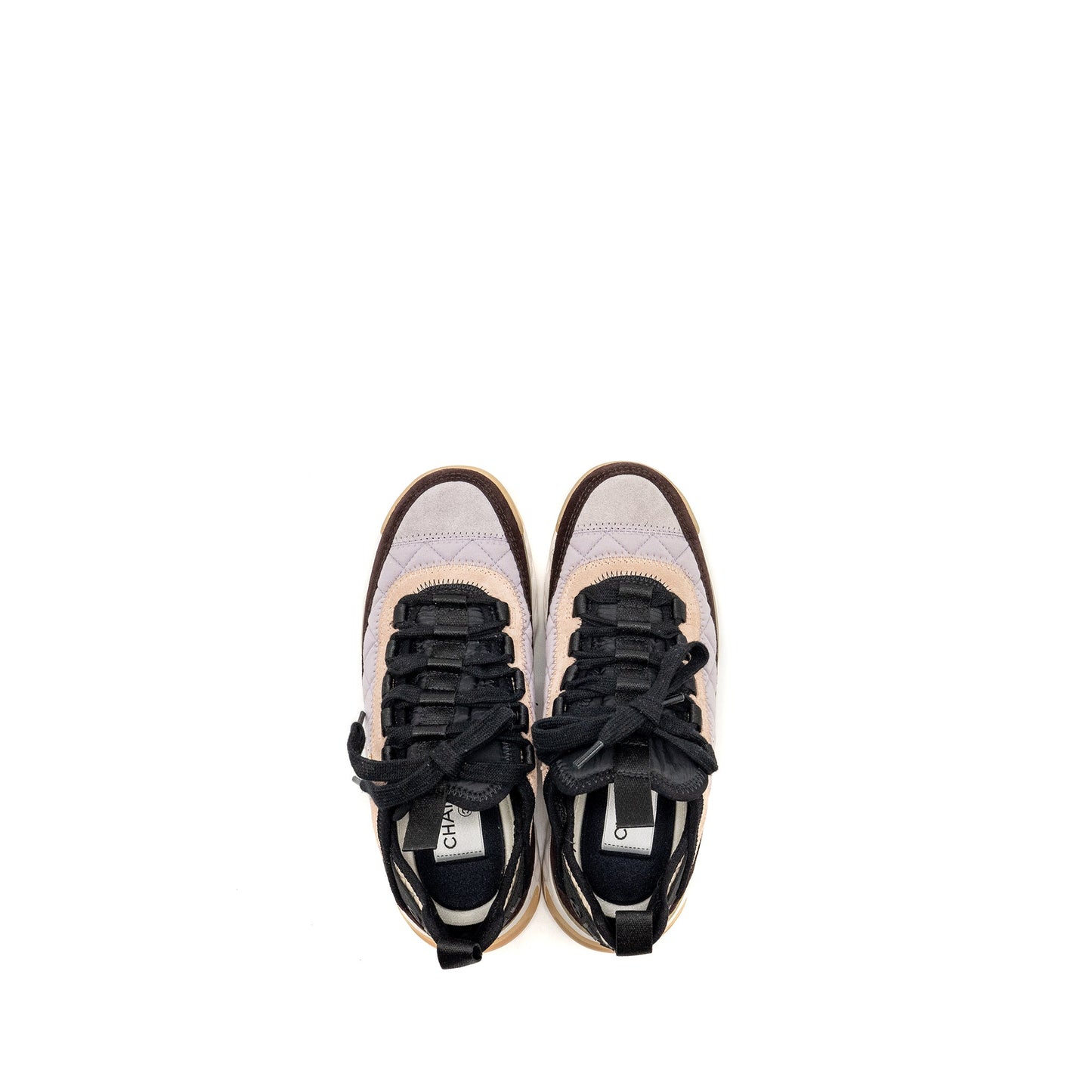 Chanel size 35 21K sneakers fabric/suede calfskin light purple/ beige/multicolour