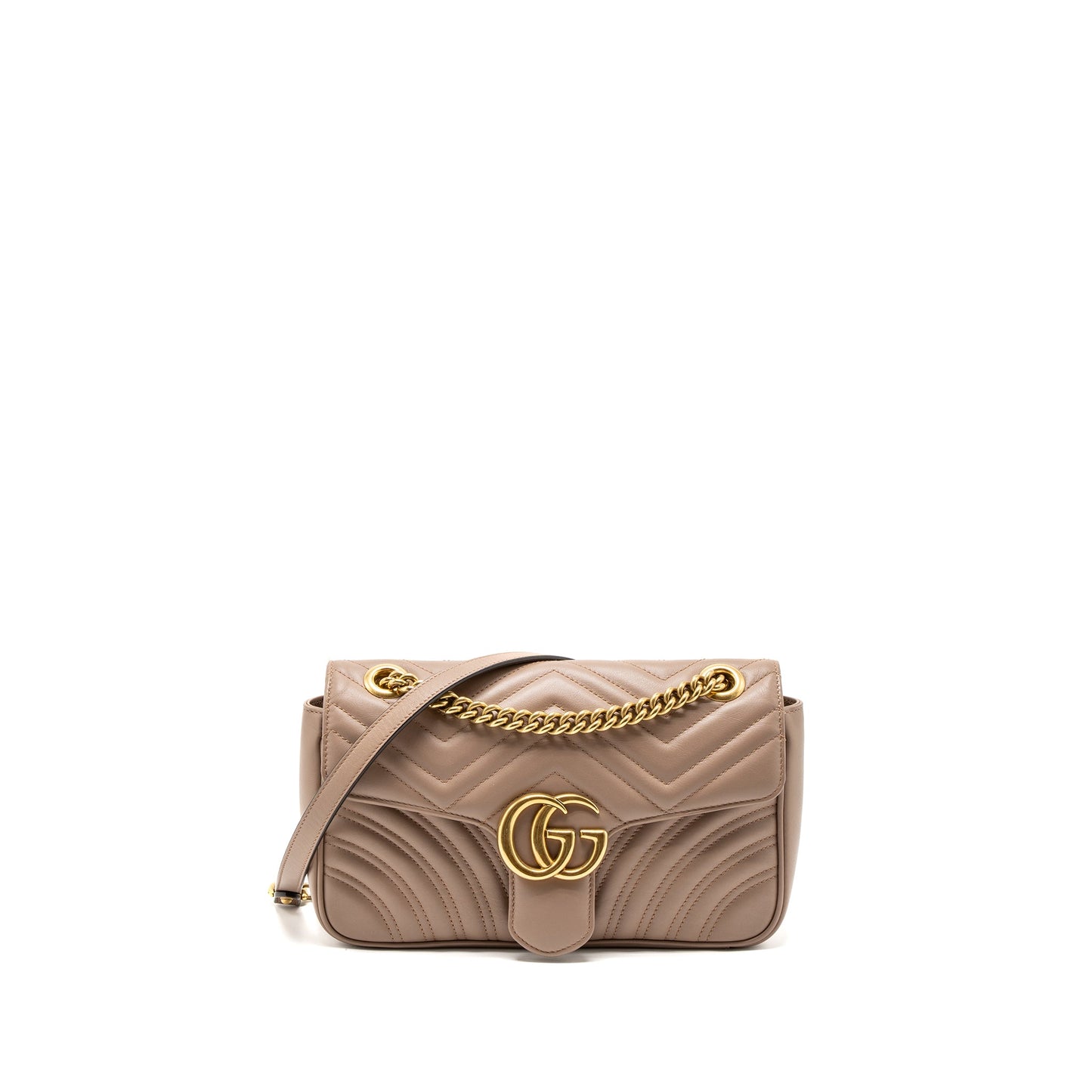 Gucci Small GG Marmont Bag Calfskin Beige Brushed