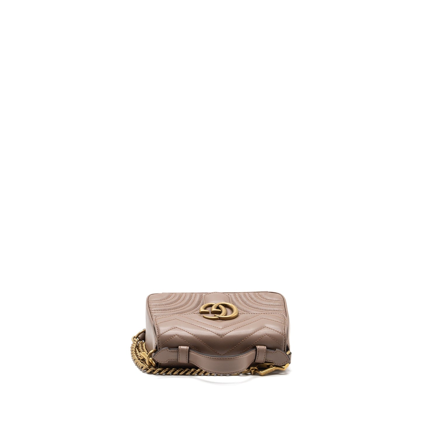 Gucci GG Marmont Mini Top Handle Bag Leather Dark Beige