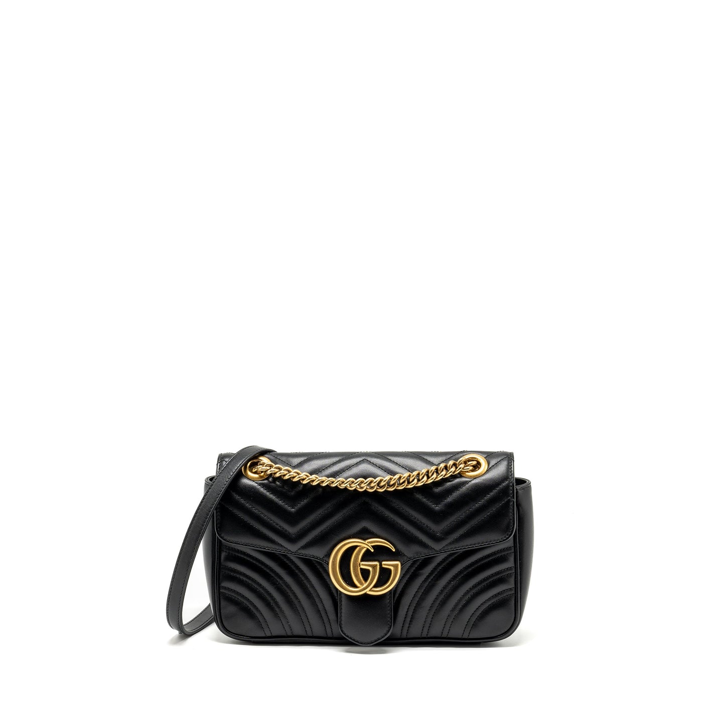 GUCCI SMALL GG MARMONT BAG CALFSKIN BLACK