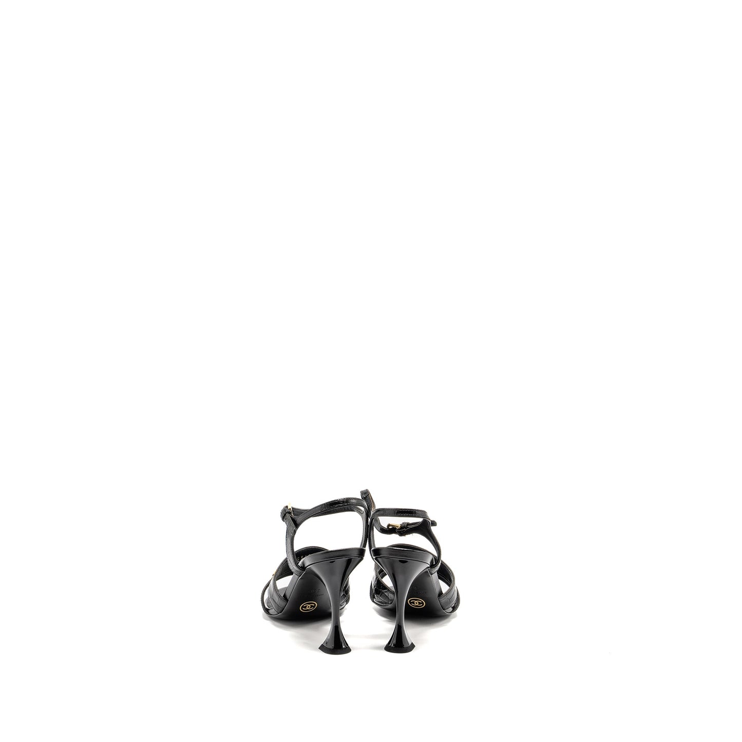Chanel Size 36 CC Sandals Matte Crocodile-Embossed Calfskin Black
