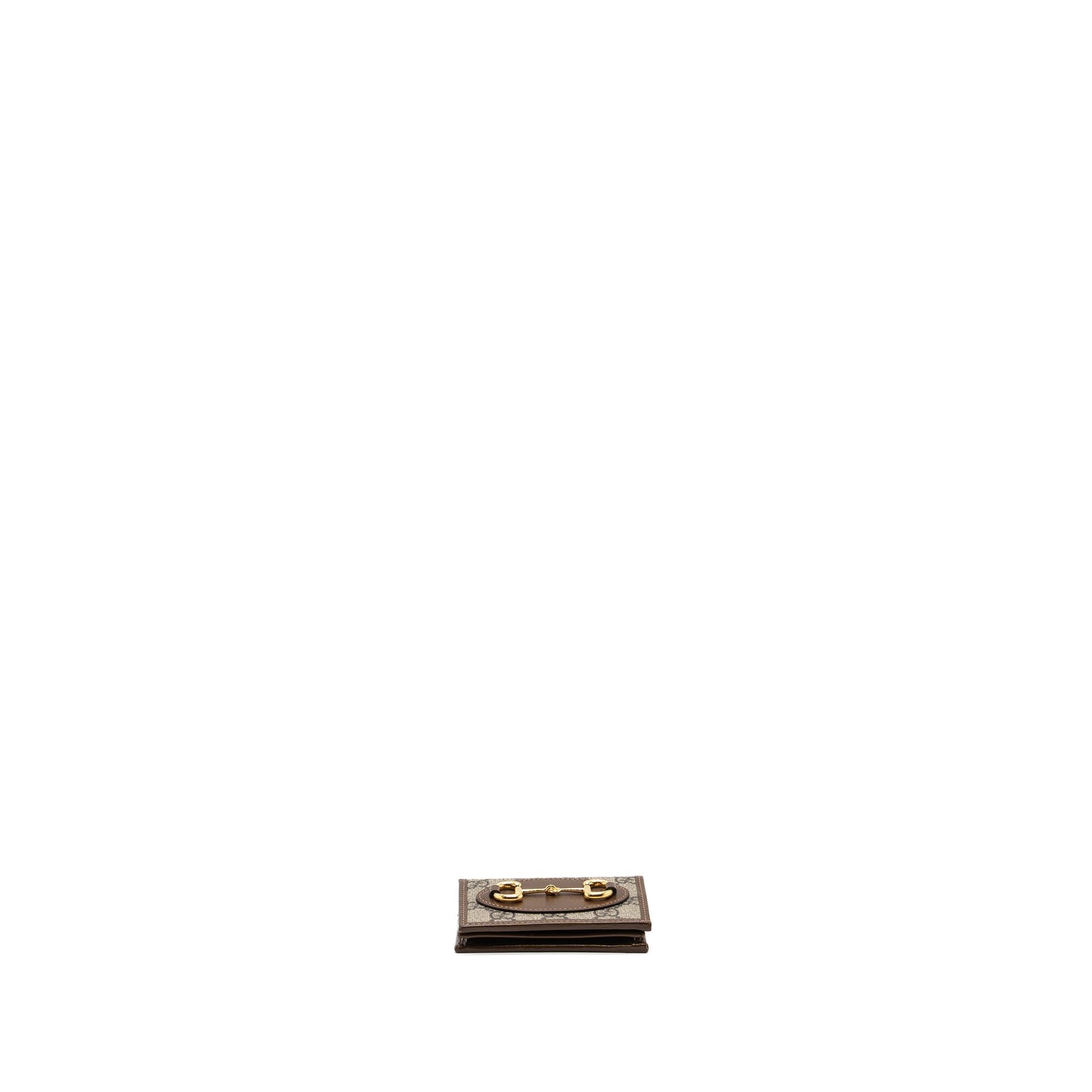 Gucci Horsebit 1955 Card Case Wallet GG Supreme Canvas/ Calfskin Brown