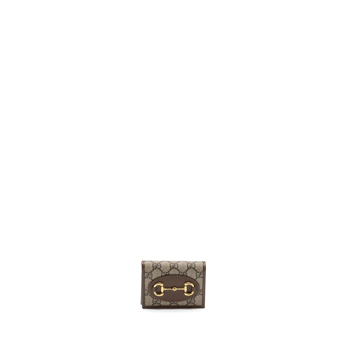 Gucci Horsebit 1955 Card Case Wallet GG Supreme Canvas/ Calfskin Brown