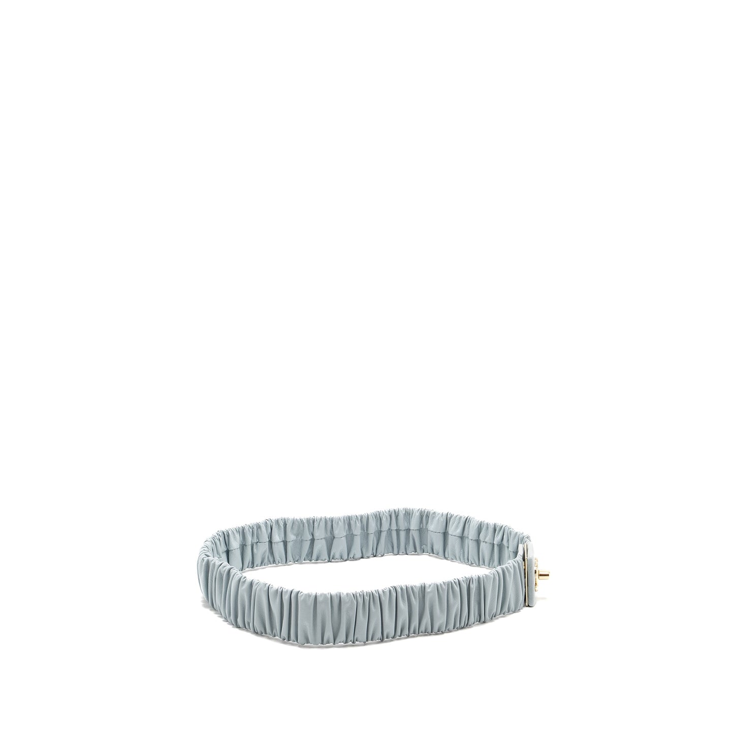 Chanel Size 75 CC Logo Belt Calfskin Light Blue Light Gold Tone