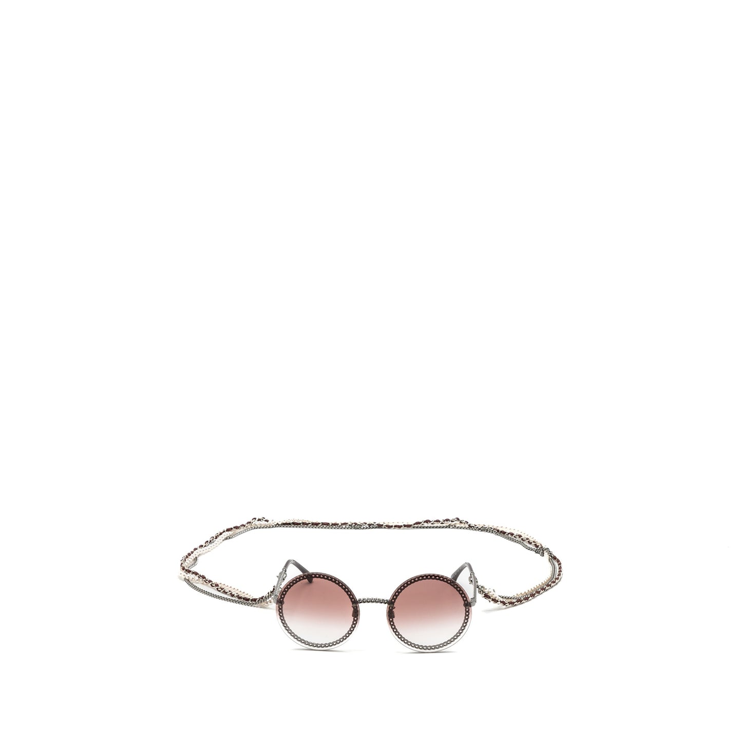 Chanel round sunglasses with chain red