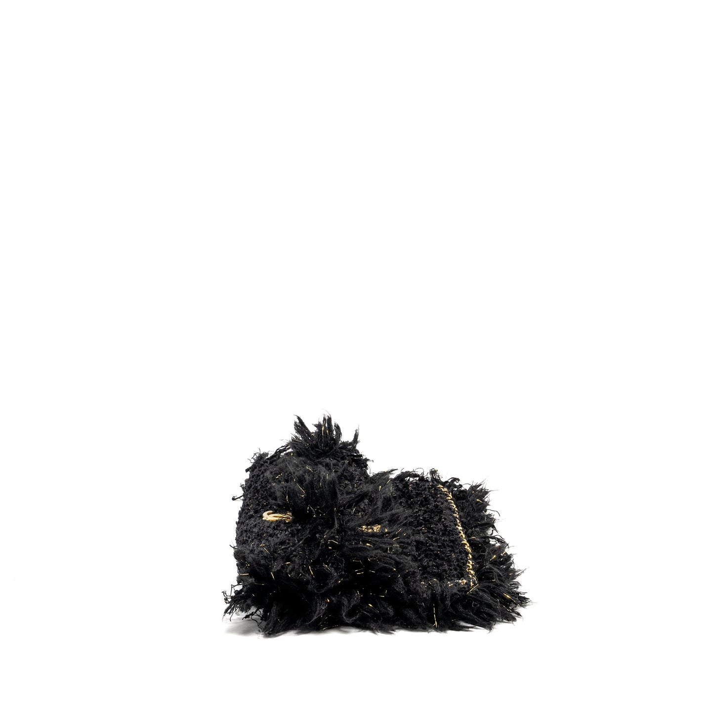 Chanel Fringe Paris Cosmopolite Clutch Tweed Black