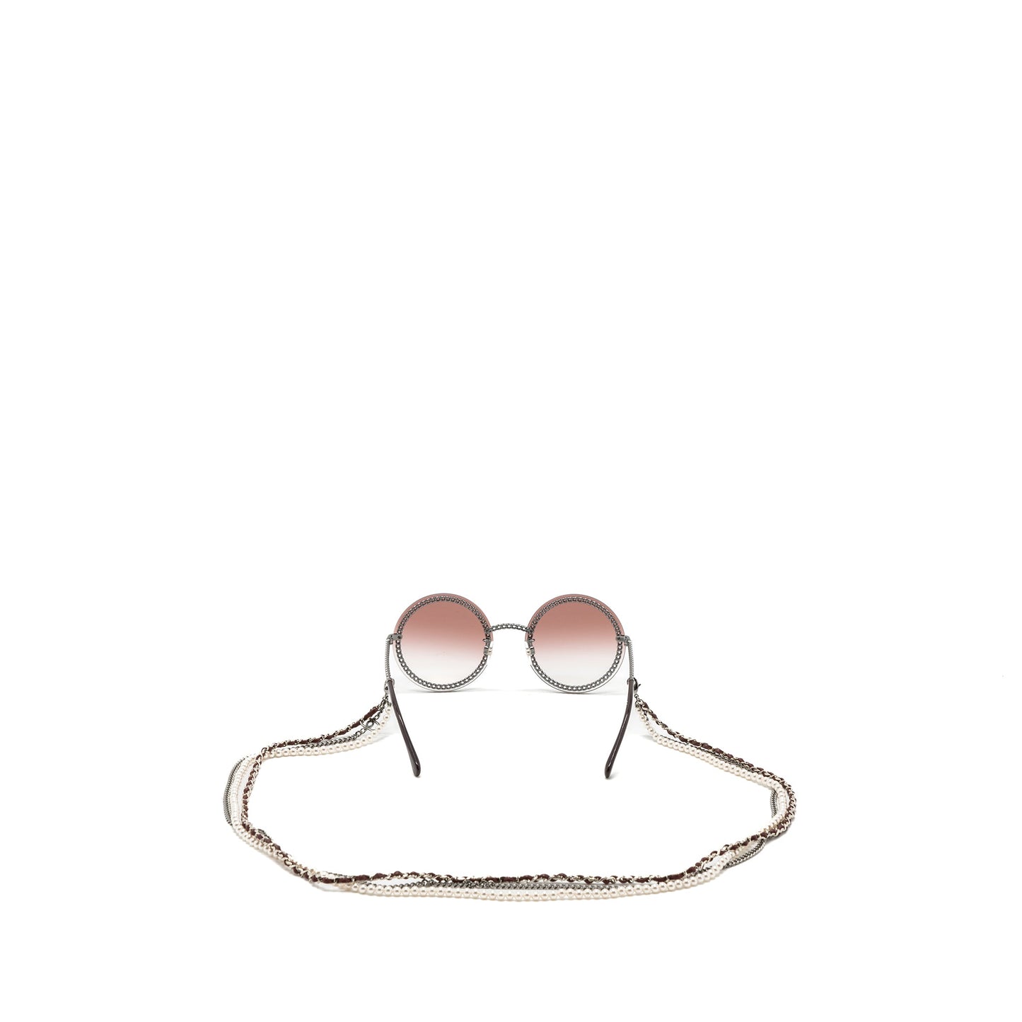 Chanel round sunglasses with chain red